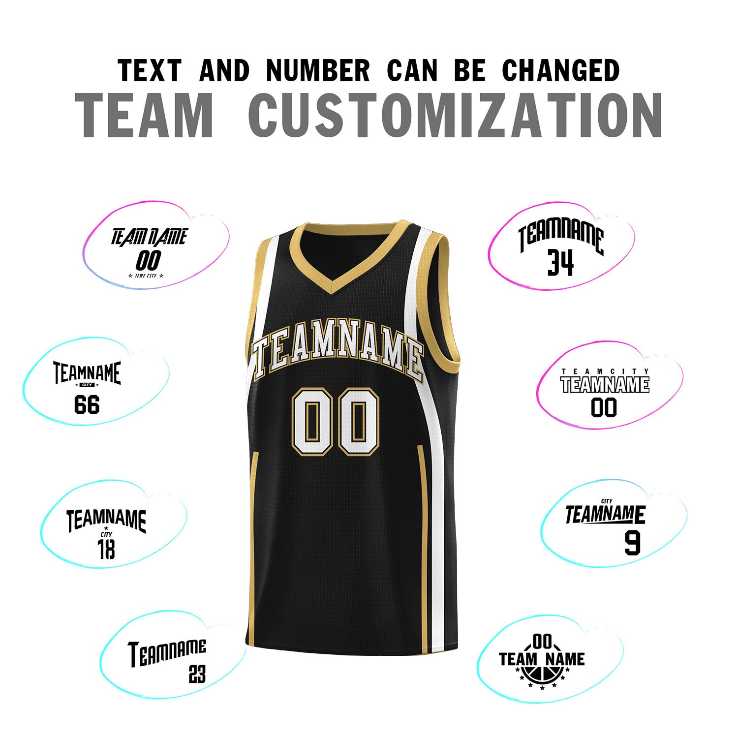 Custom Black Old Gold-White Ribbon Pattern Basketball Kits