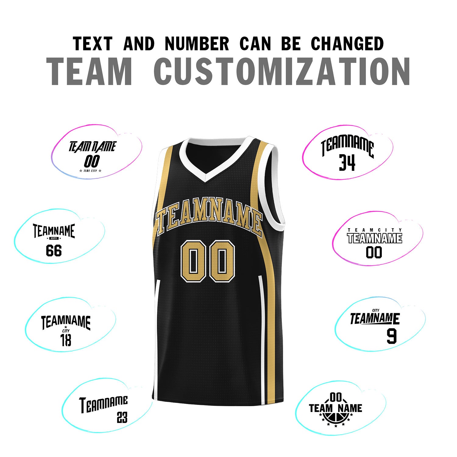 Custom Black Old Gold-White Ribbon Pattern Basketball Kits