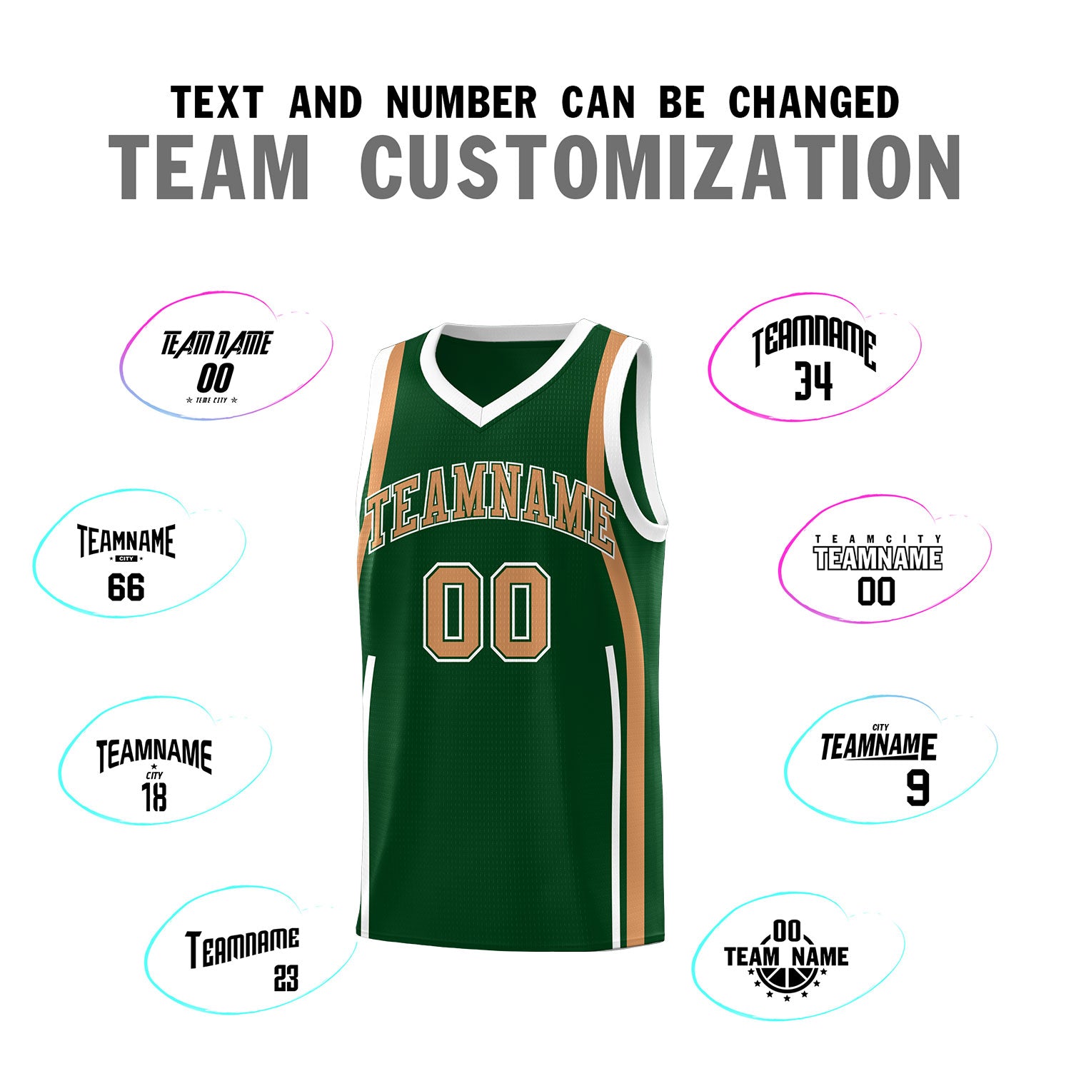 Custom Green Buckskin Brown-White Ribbon Pattern Basketball Kits