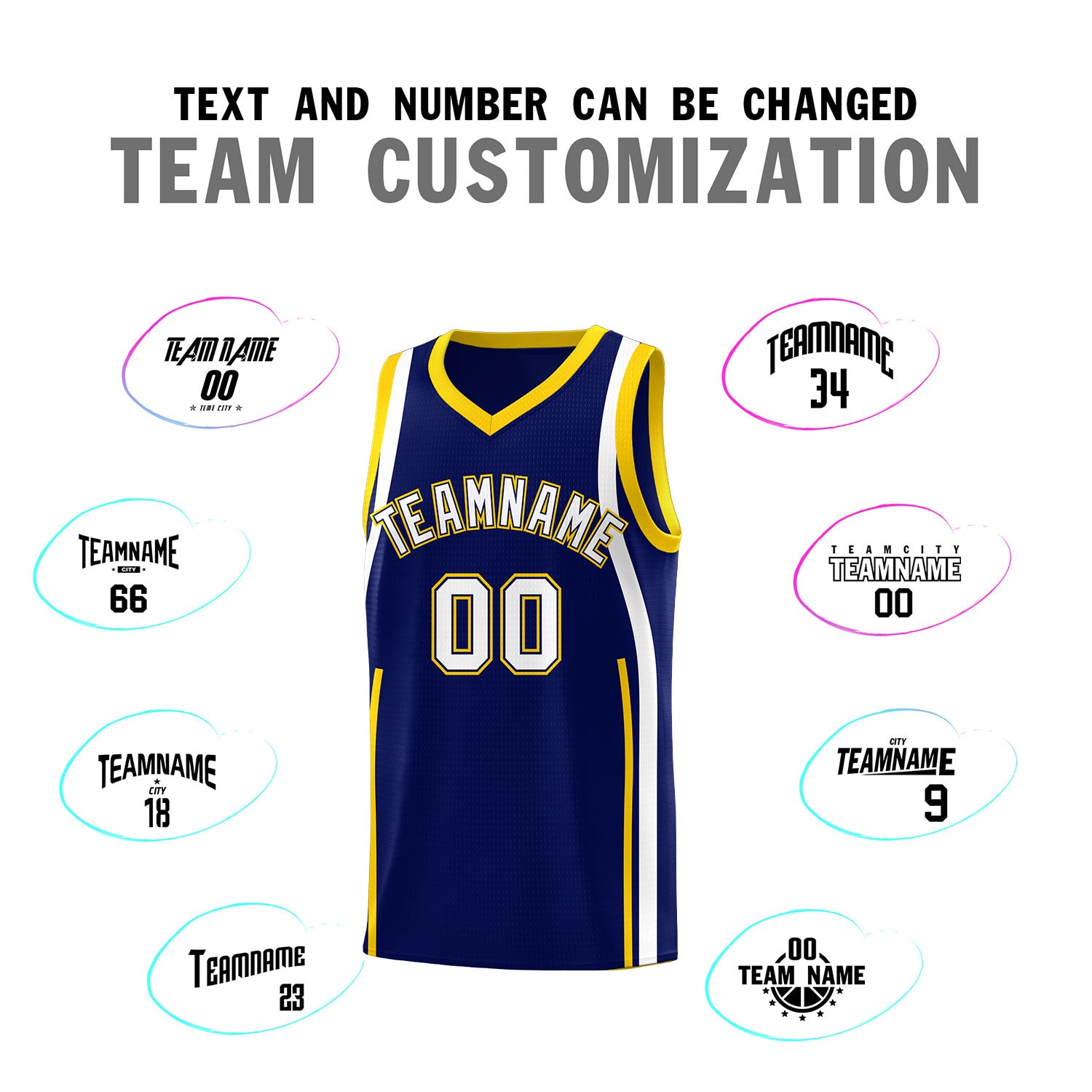 Custom Navy Gold-White Ribbon Pattern Basketball Kits