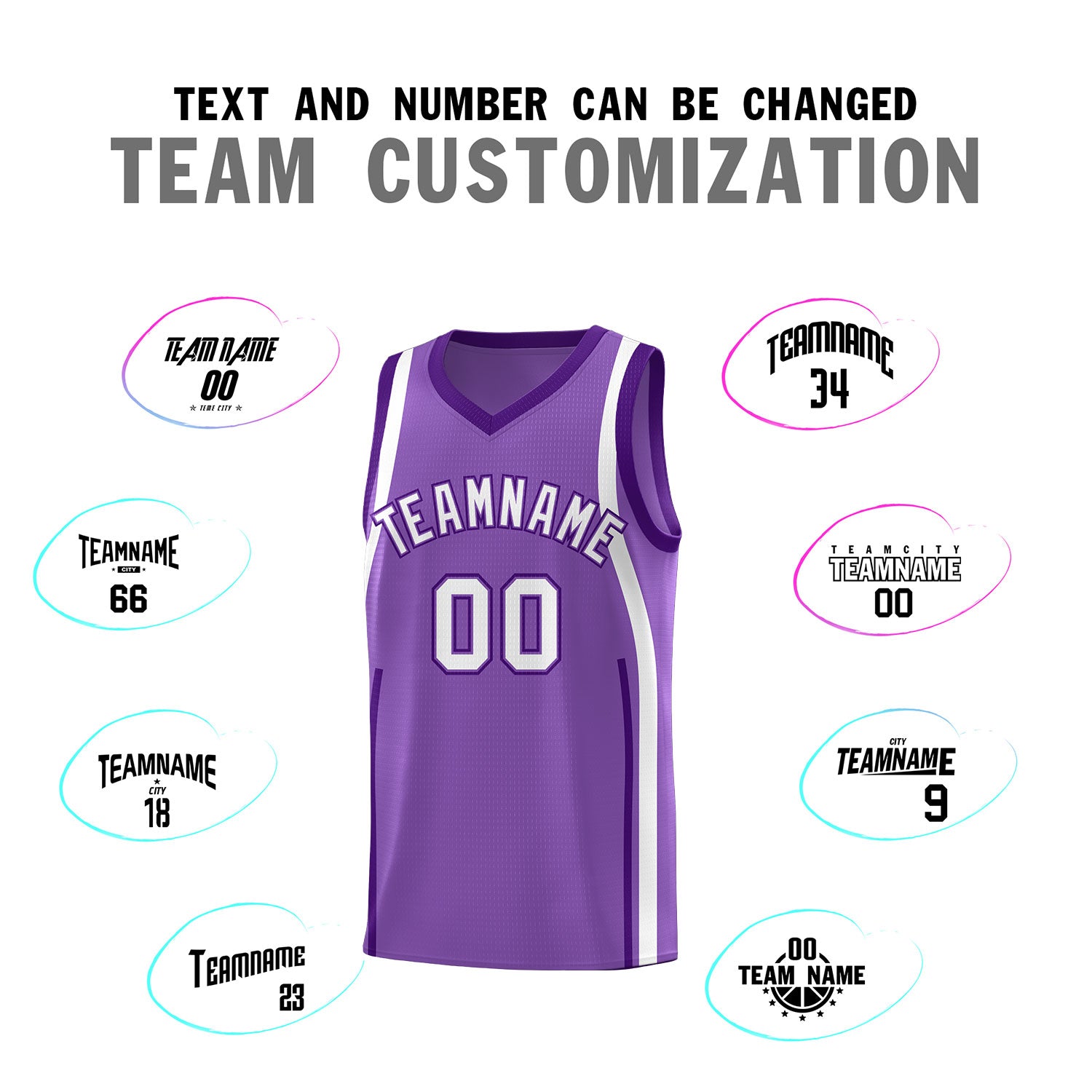 Custom Light Purple Purple-White Ribbon Pattern Basketball Kits