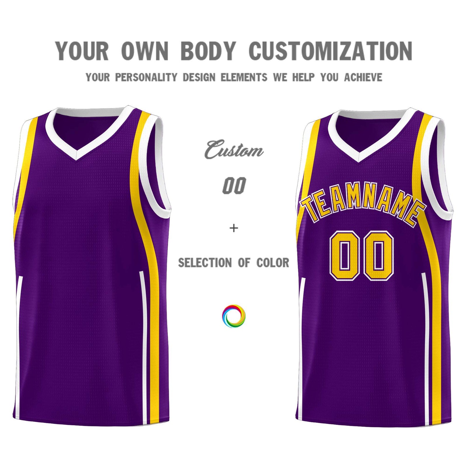 Custom Purple White-Gold Ribbon Pattern Basketball Kits