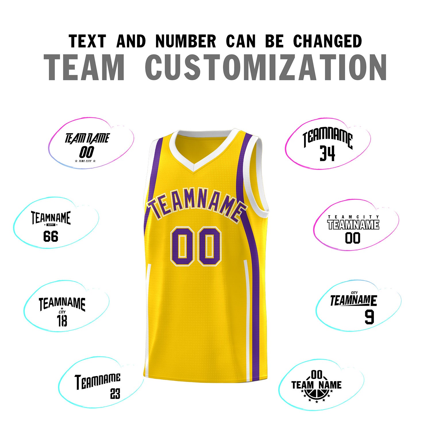 Custom Gold Purple-White Ribbon Pattern Basketball Kits