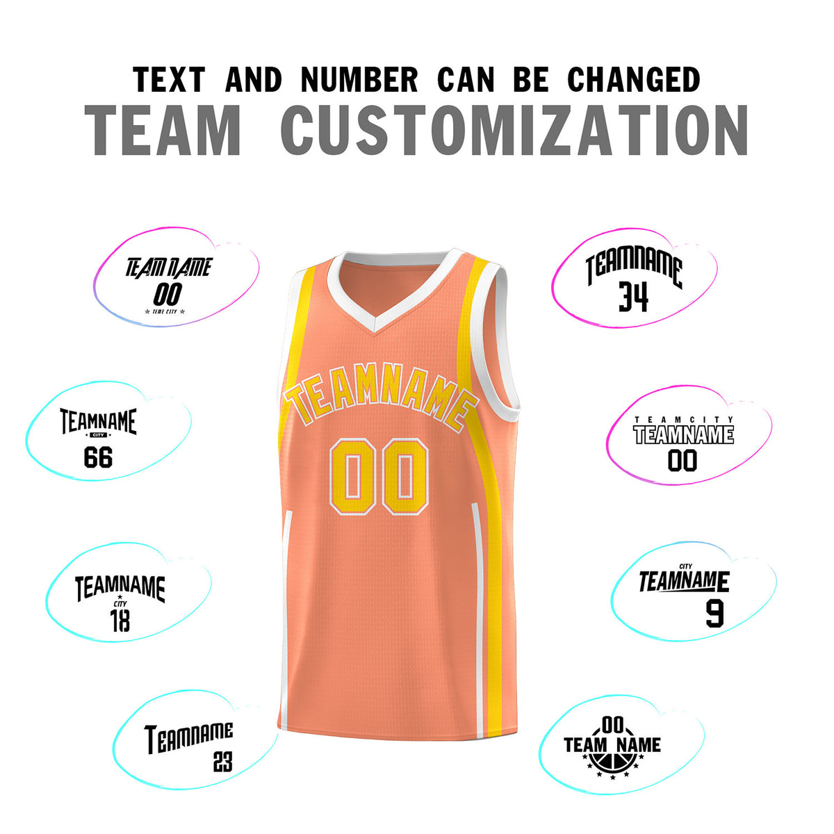 Custom Light Orange Gold-White Ribbon Pattern Basketball Kits
