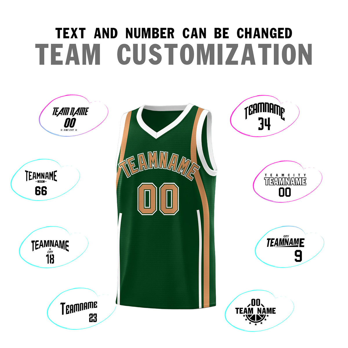 Custom Green Buckskin Brown-White Ribbon Pattern Basketball Kits