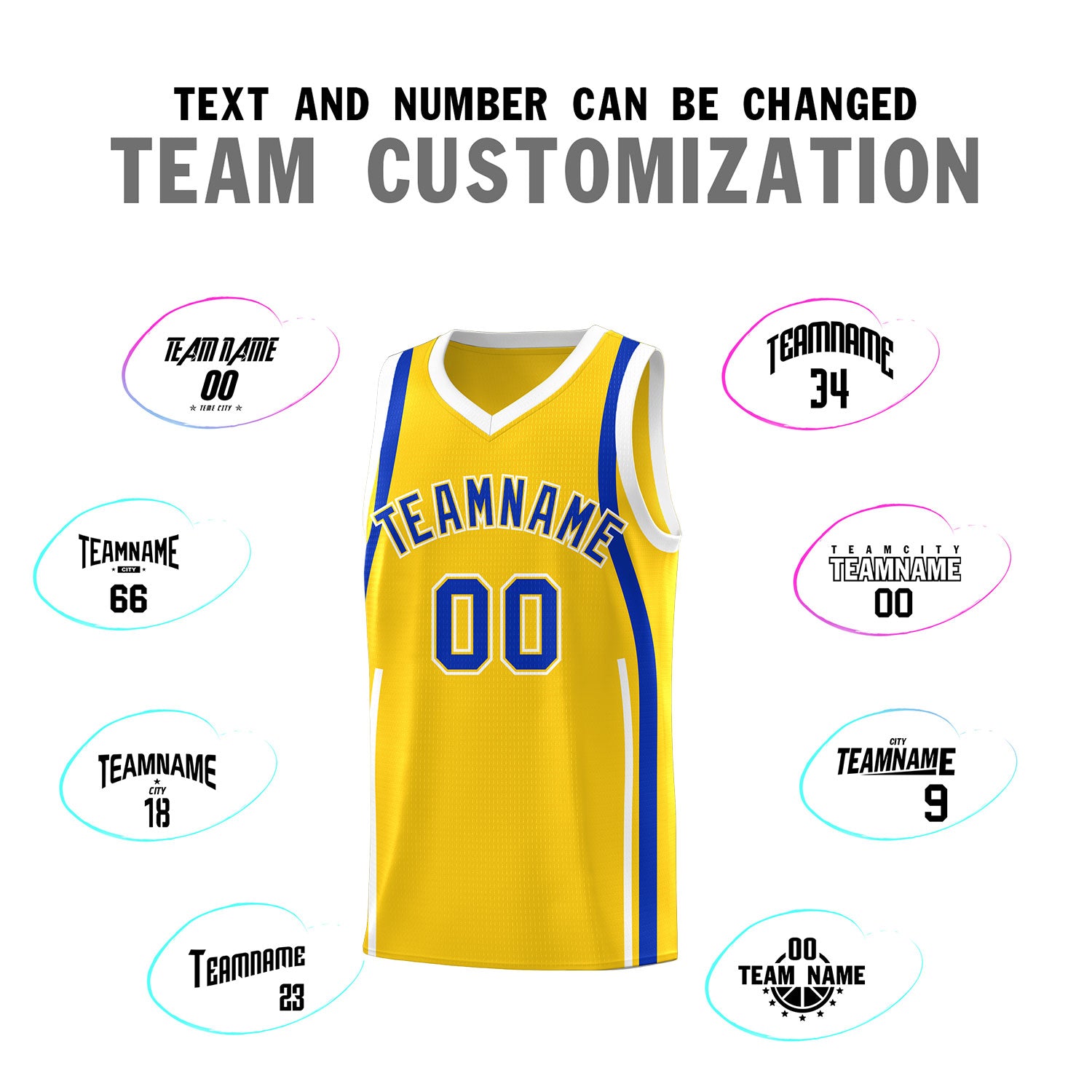 Custom Gold Royal-White Ribbon Pattern Basketball Kits