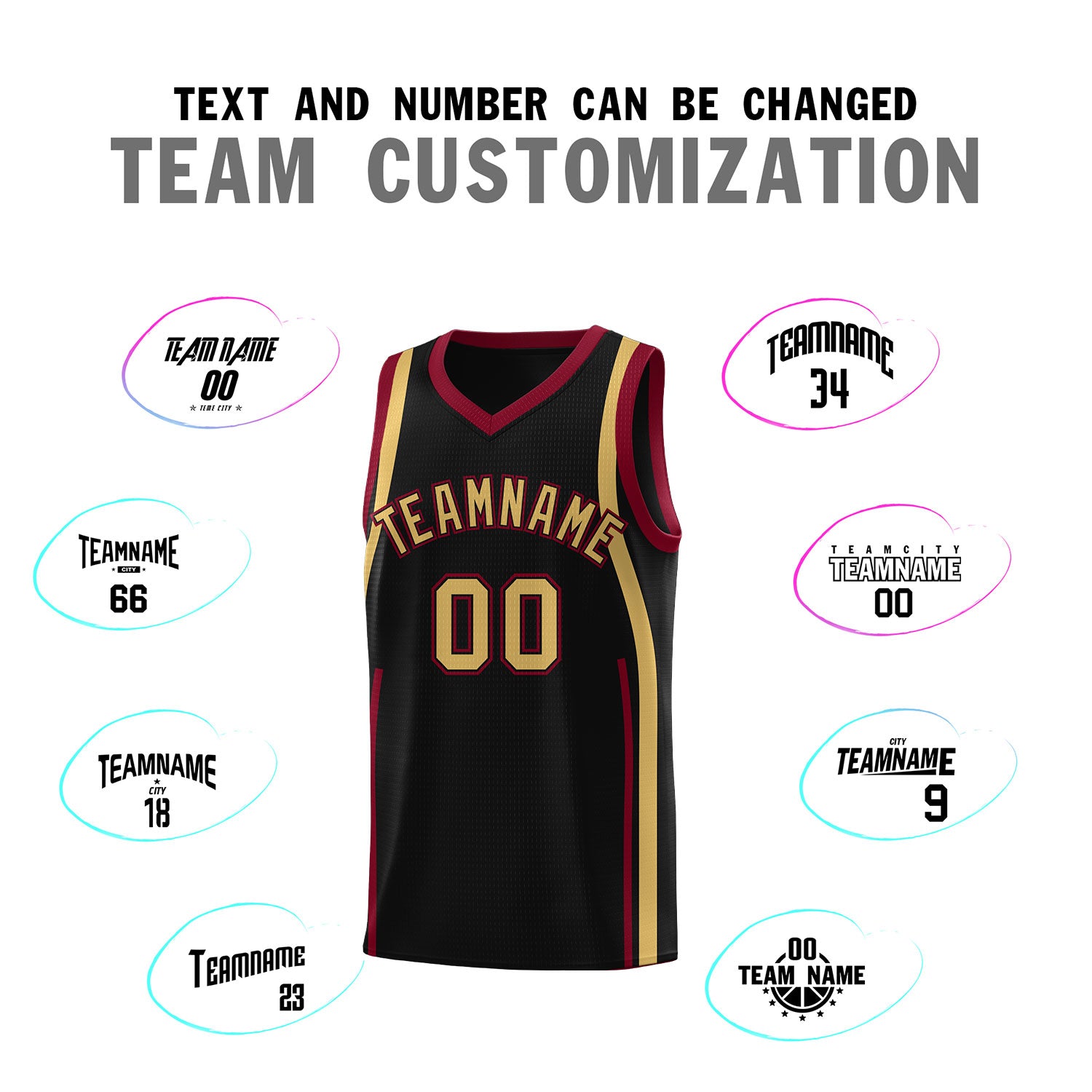 Custom Black Crimson-Old Gold Ribbon Pattern Basketball Kits