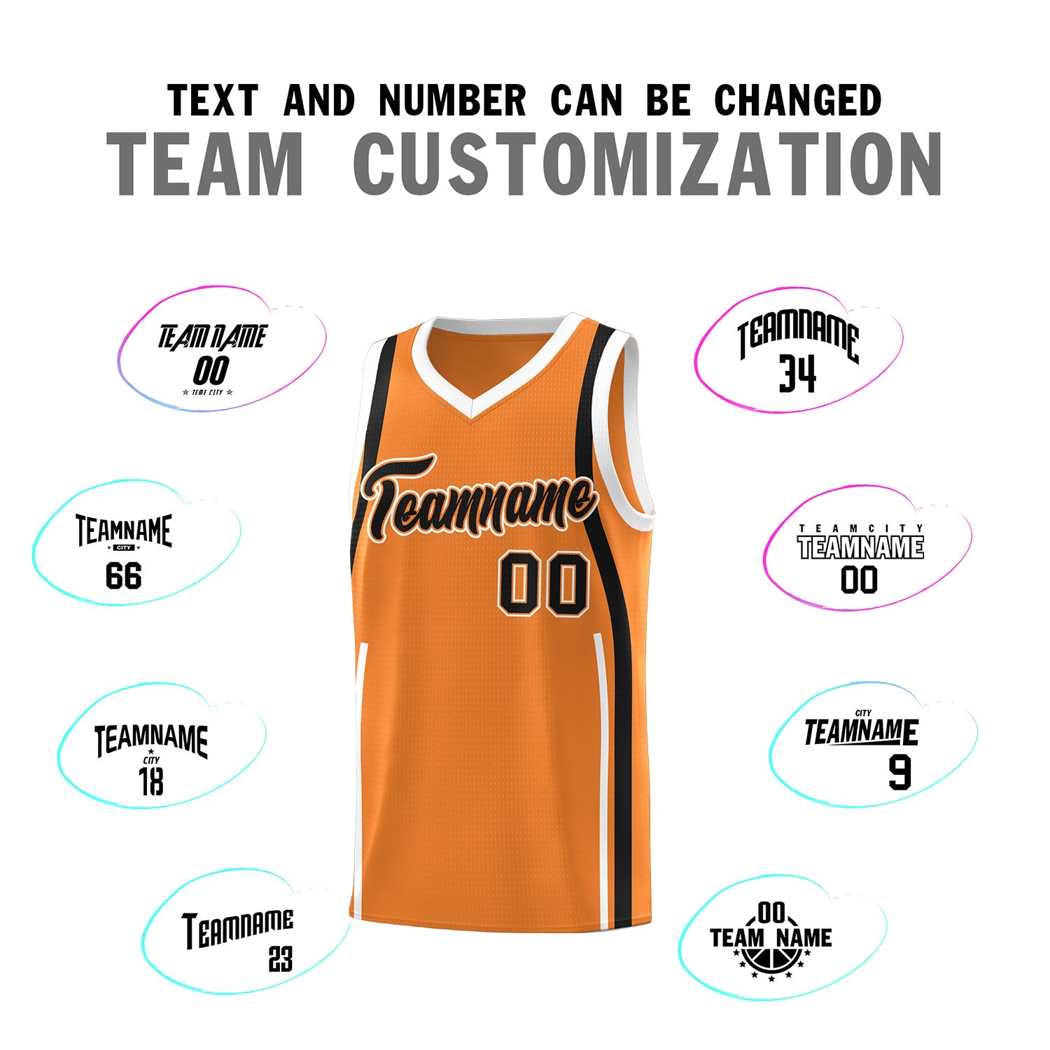 Custom Gold Orange Black-White Ribbon Pattern Basketball Kits