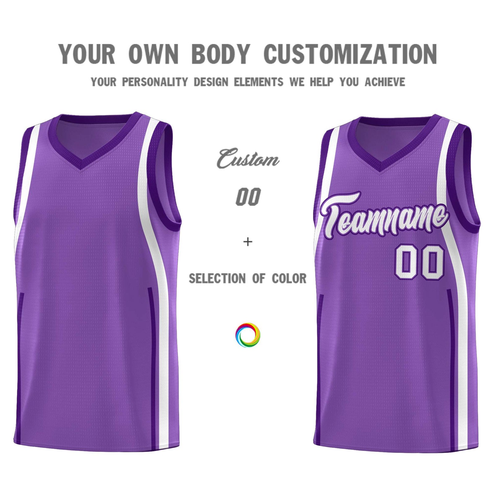 Custom Light Purple Purple-White Ribbon Pattern Basketball Kits