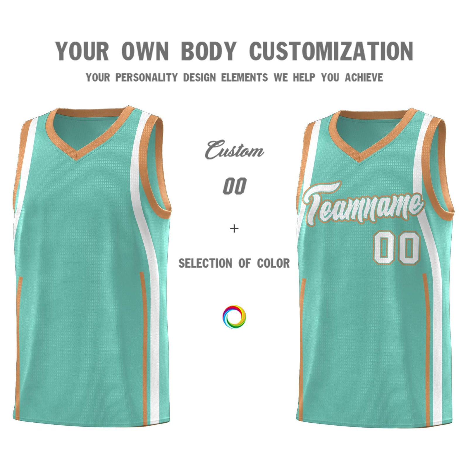 Custom Bright Green Buckskin Brown-White Ribbon Pattern Basketball Kits
