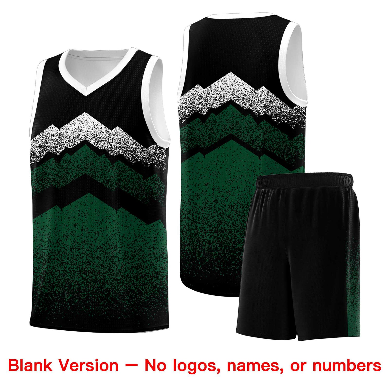 Personalized Youth Basketball Jerseys   Black Green Gradient Mountain Design Uniforms