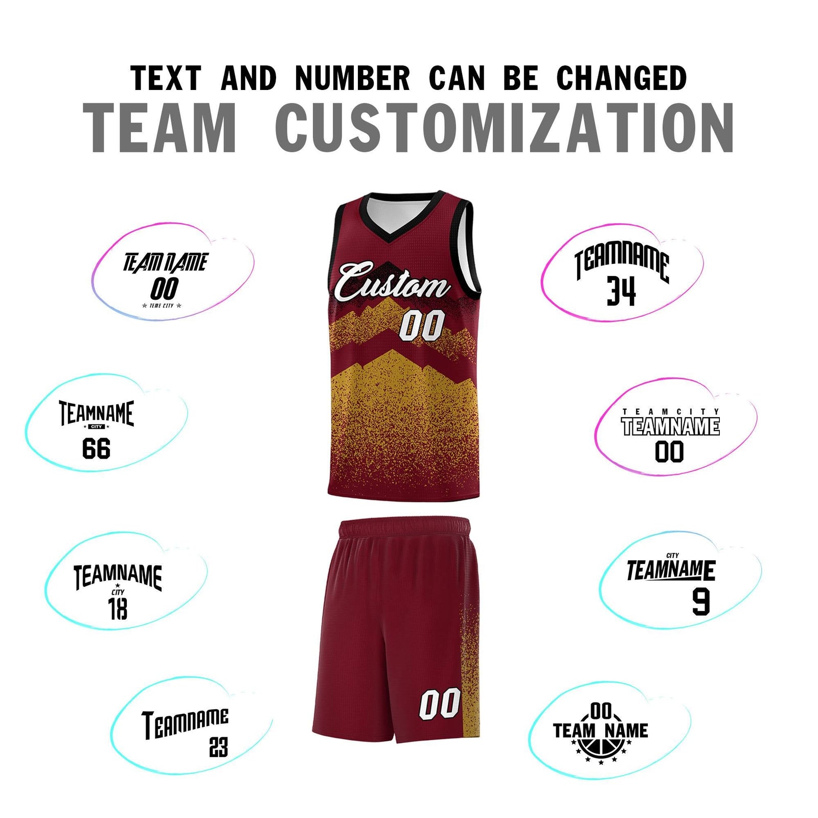 Personalized Youth Basketball Jerseys   Crimson Old Gold Gradient Mountain Design Uniforms