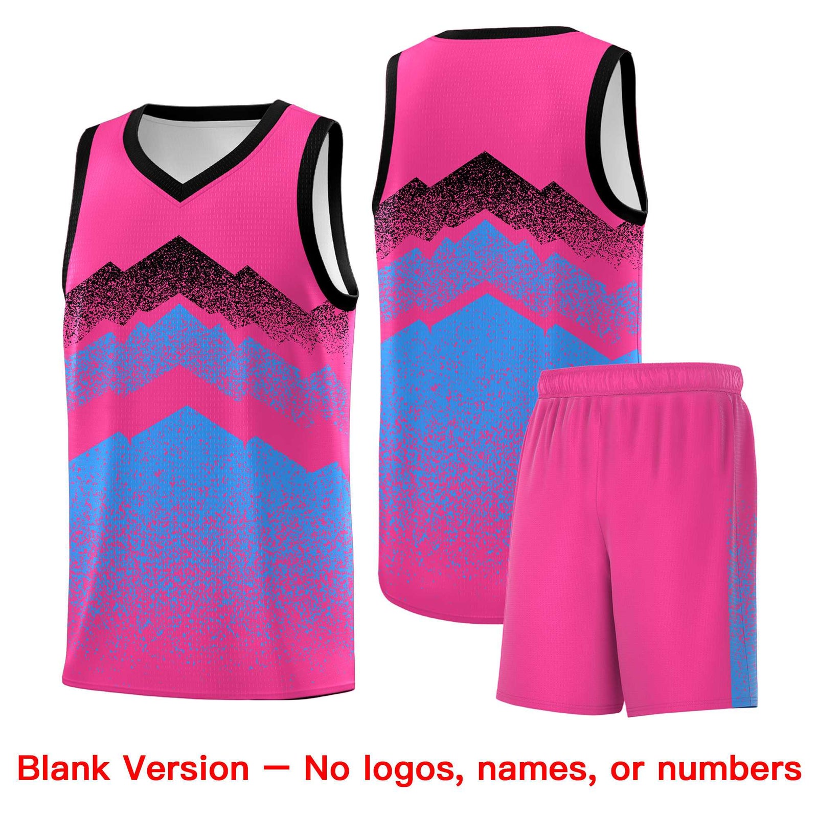 Personalized Youth Basketball Jerseys   Pink Powder Blue Gradient Mountain Design Uniforms