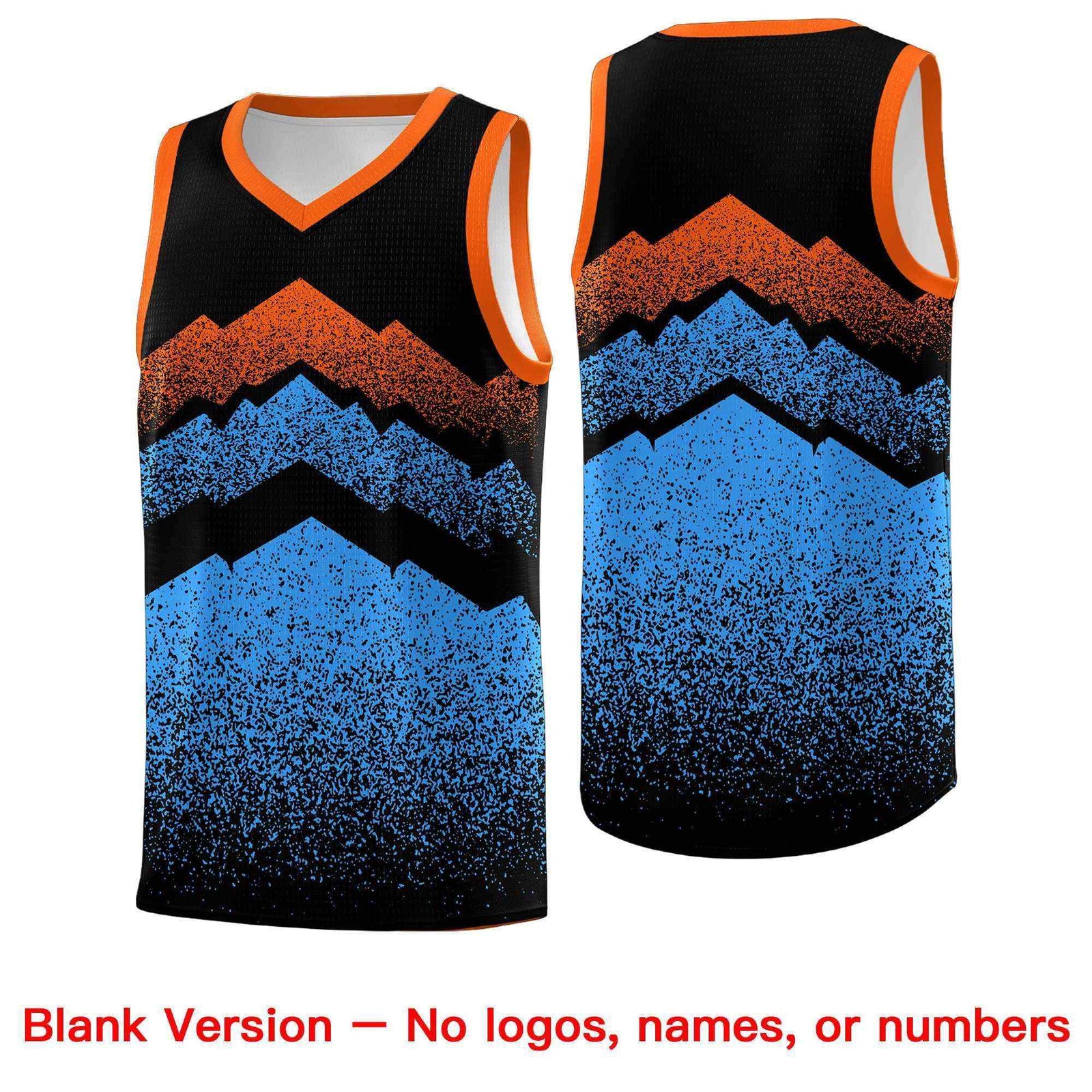 Personalized Youth Basketball Jerseys   Black Powder Blue Gradient Mountain Design Uniforms