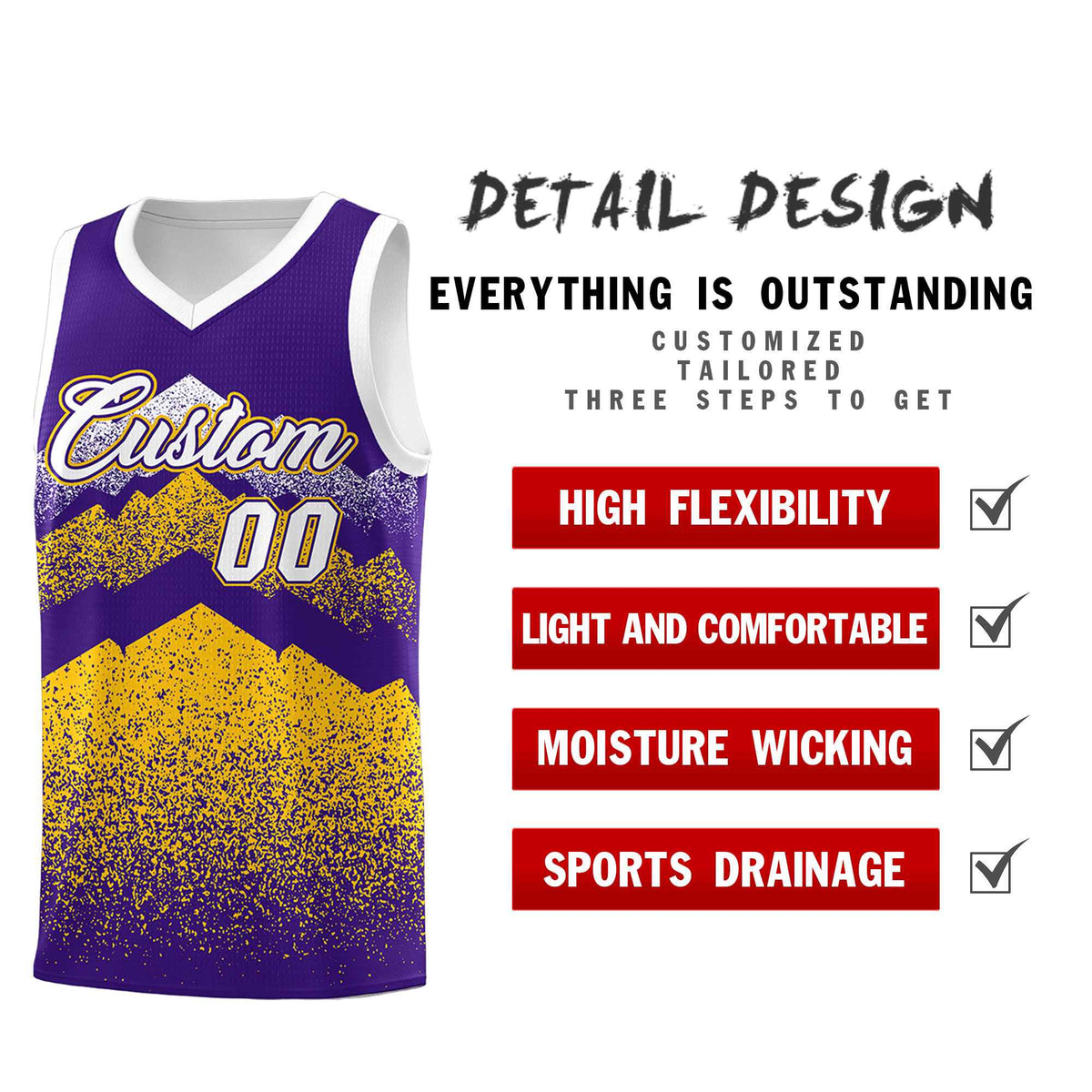 Personalized Youth Basketball Jerseys   Purple Gold Gradient Mountain Design Uniforms