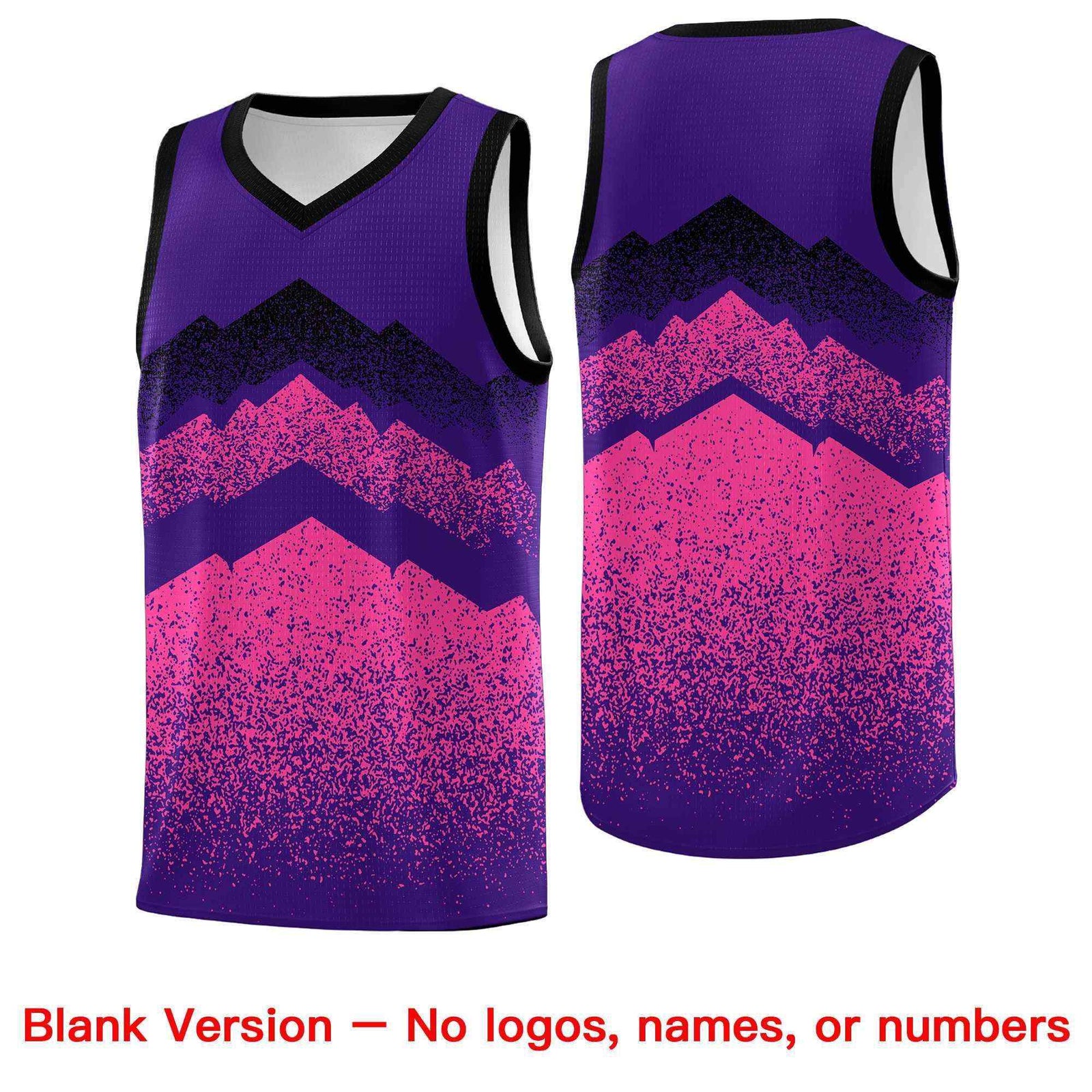 Custom Youth Basketball Jerseys Purple Pink Gradient Mountain Design Uniforms