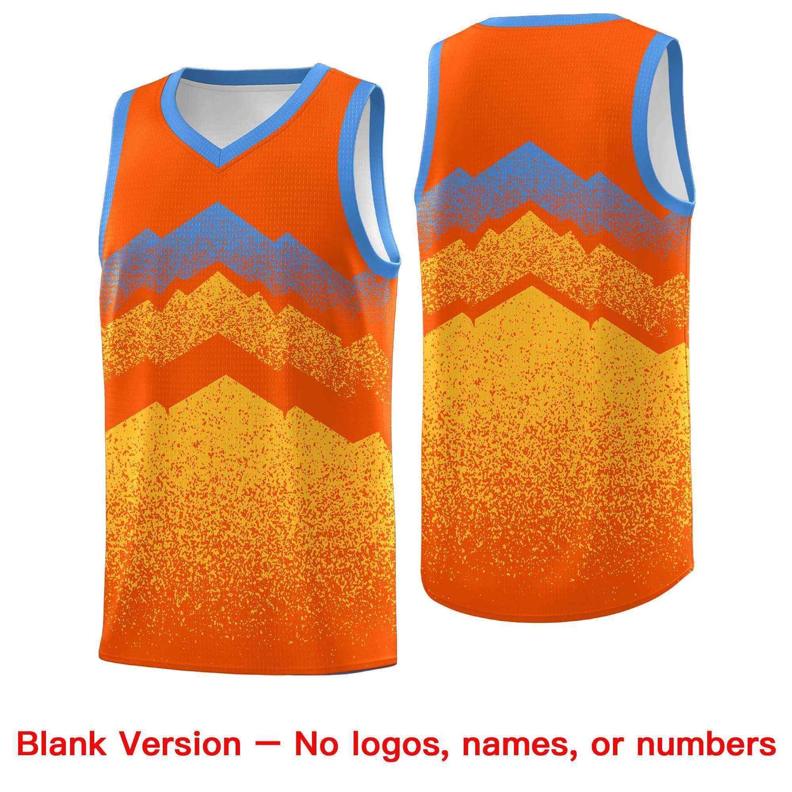 Custom Youth Basketball Jerseys Orange Gold Gradient Mountain Design Uniforms