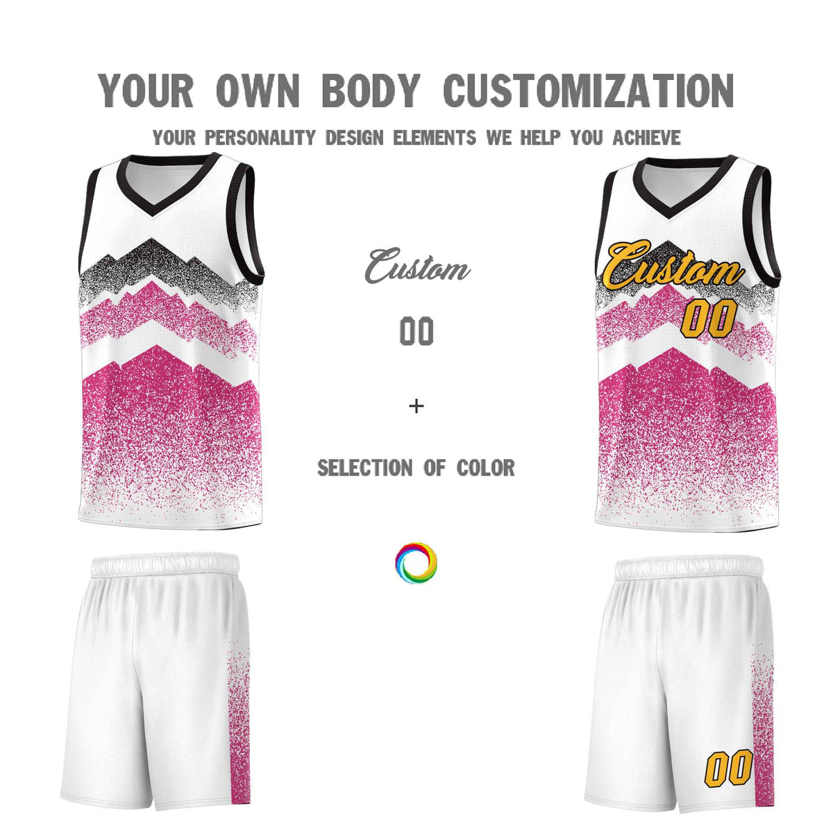 Personalized Youth Basketball Jerseys   White Rose Red Gradient Mountain Design Uniforms