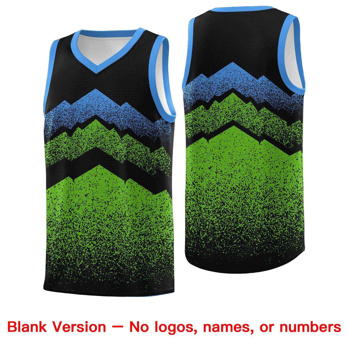 Personalized Youth Basketball Jerseys   Black Green Gradient Mountain Design Uniforms