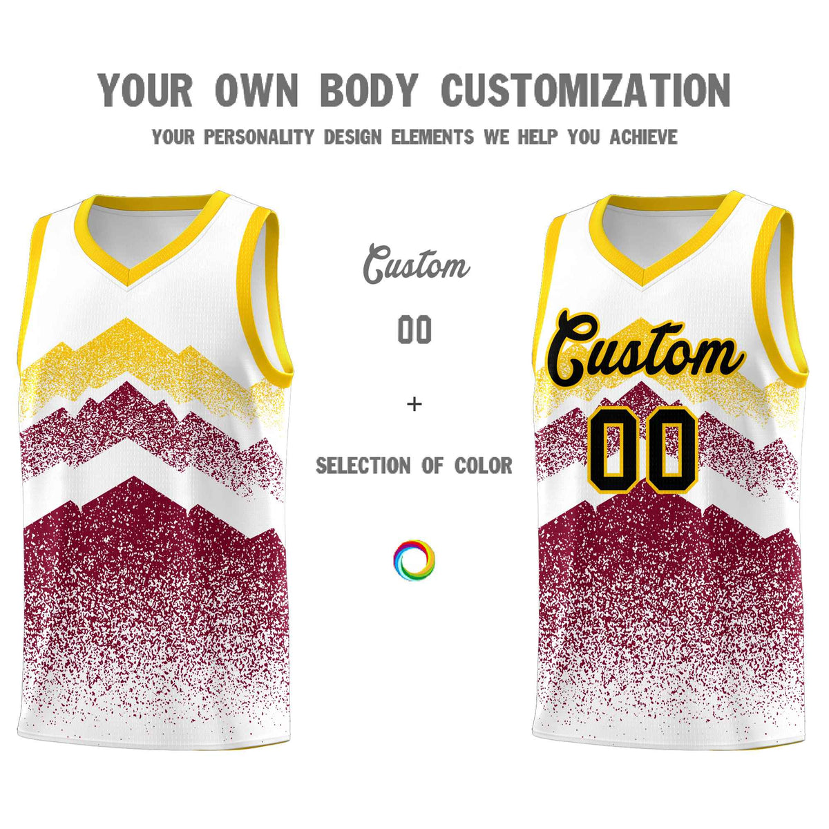 Personalized Youth Basketball Jerseys   White Crimson Gradient Mountain Design Uniforms