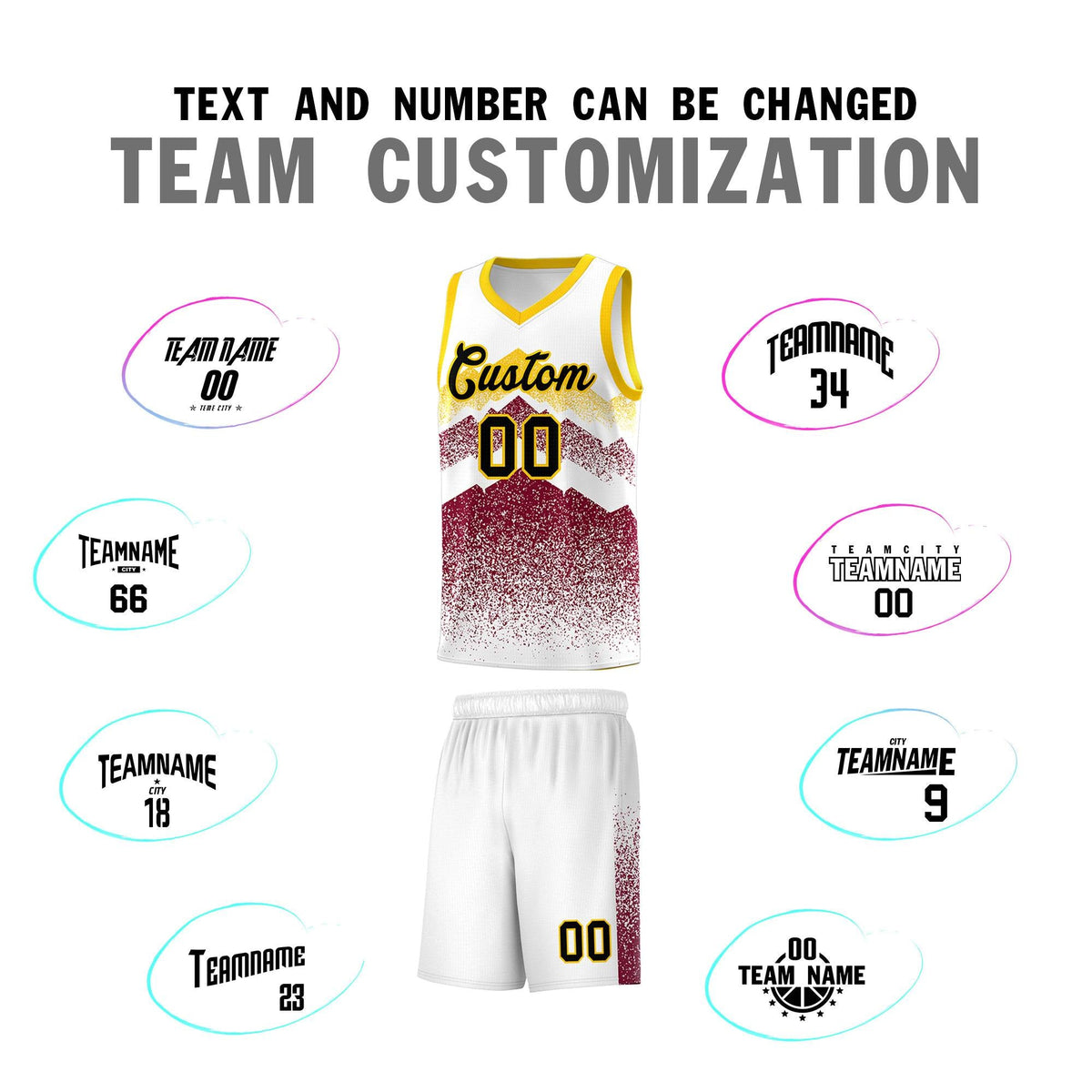 Personalized Youth Basketball Jerseys   White Crimson Gradient Mountain Design Uniforms