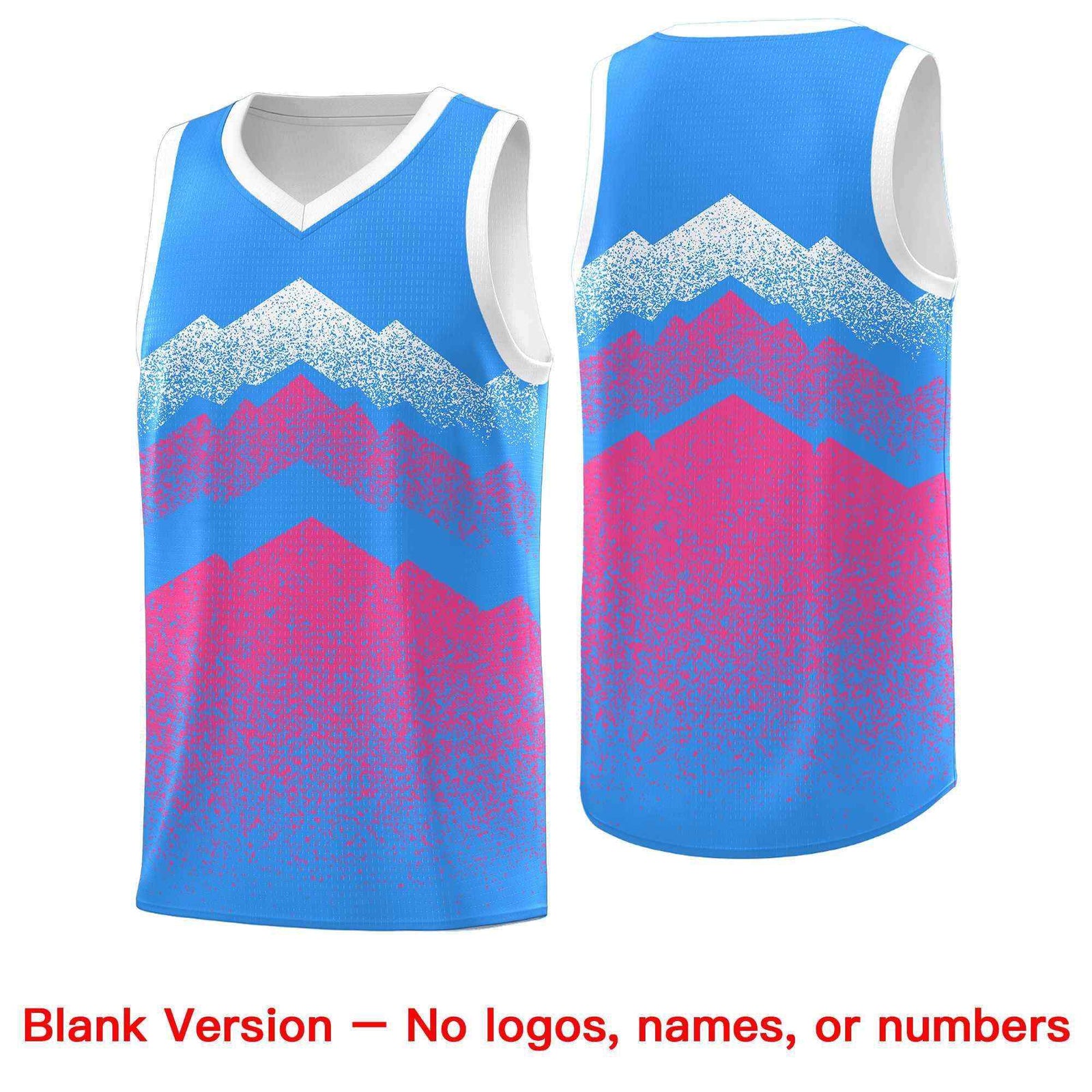 Custom Youth Basketball Jerseys Powder Blue Pink Gradient Mountain Design Uniforms