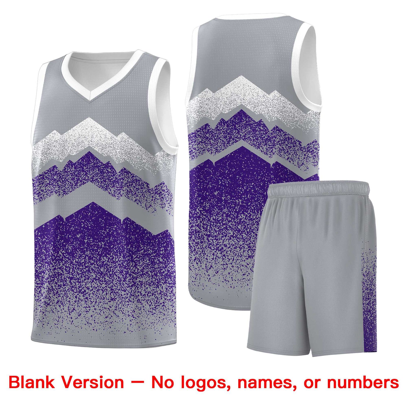 Custom Youth Basketball Jerseys Gray Purple Gradient Mountain Design Uniforms