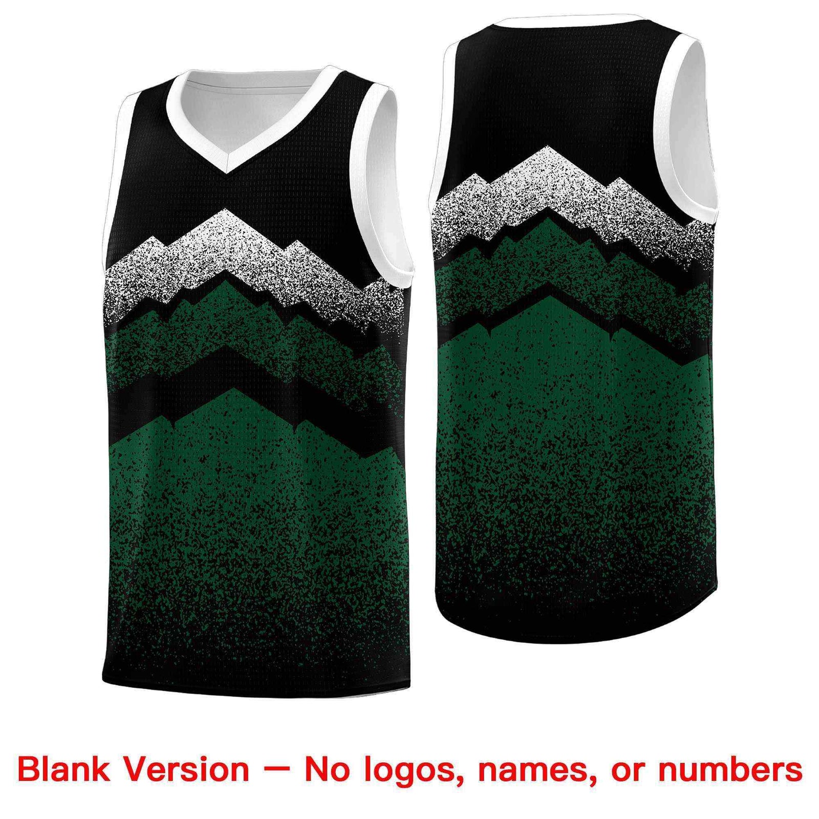 Personalized Youth Basketball Jerseys   Black Green Gradient Mountain Design Uniforms