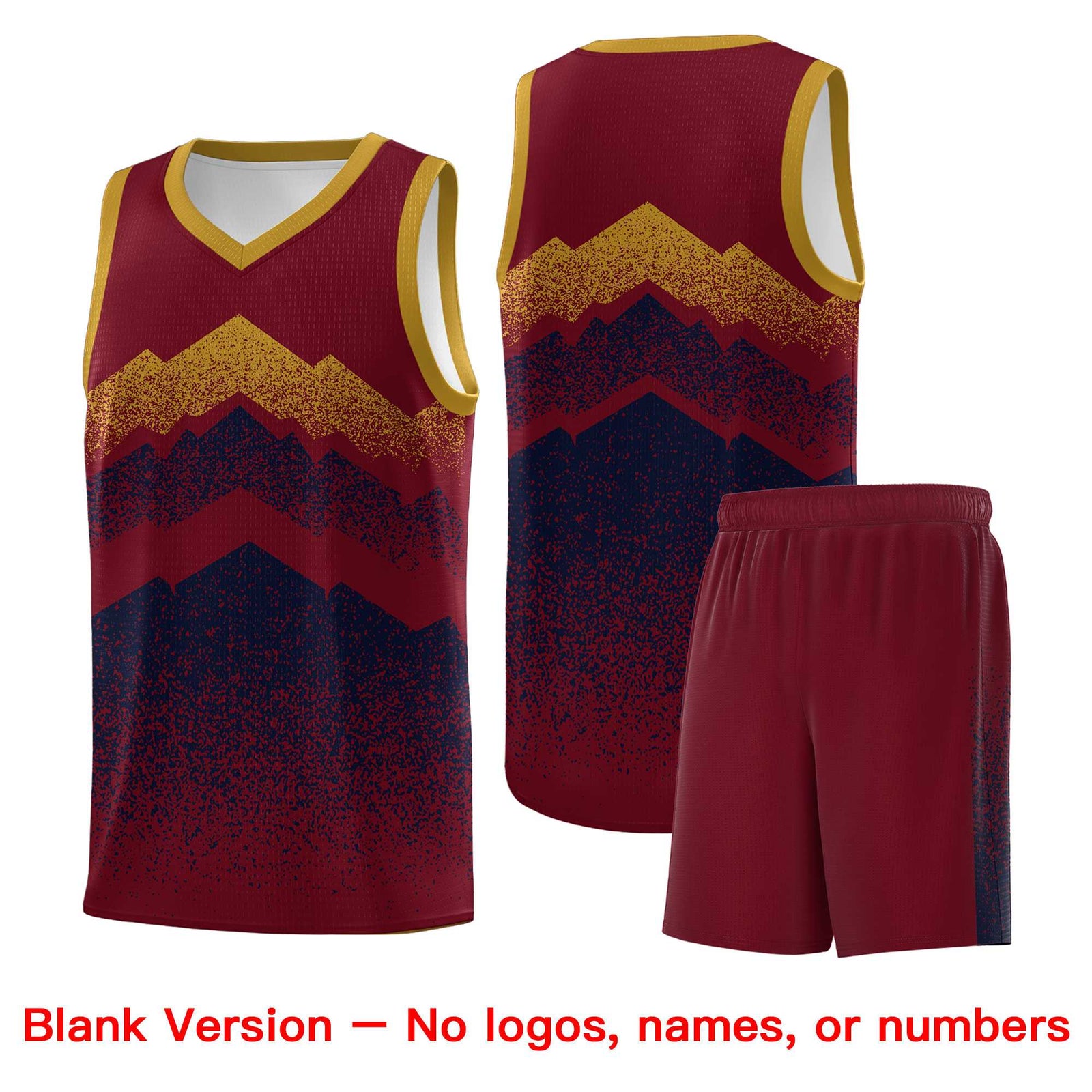 Custom Youth Basketball Jerseys Crimson Navy Gradient Mountain Design Uniforms