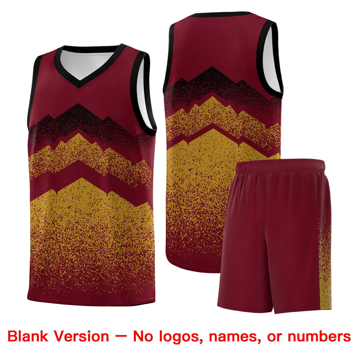 Personalized Youth Basketball Jerseys   Crimson Old Gold Gradient Mountain Design Uniforms