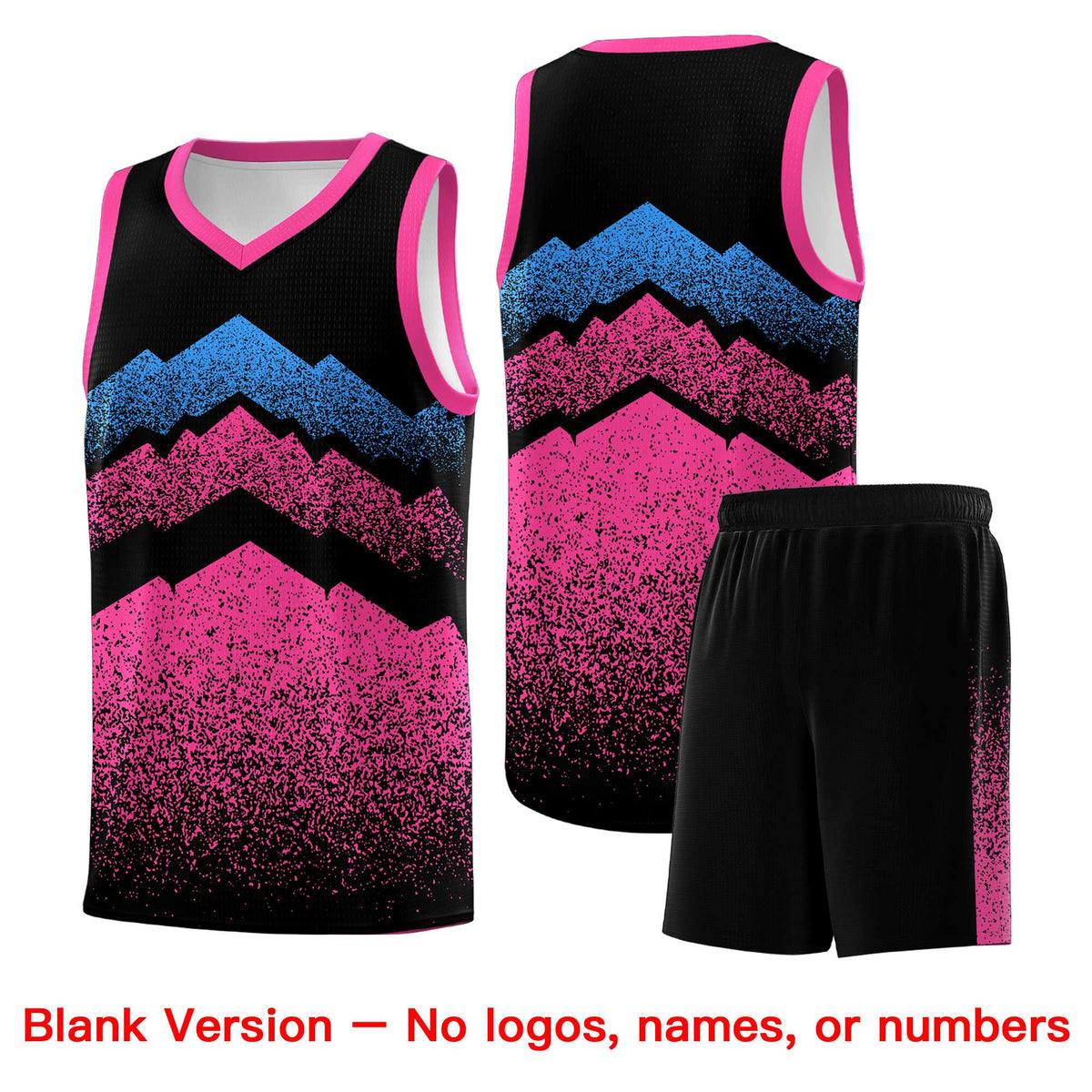 Personalized Youth Basketball Jerseys   Black Pink Gradient Mountain Design Uniforms
