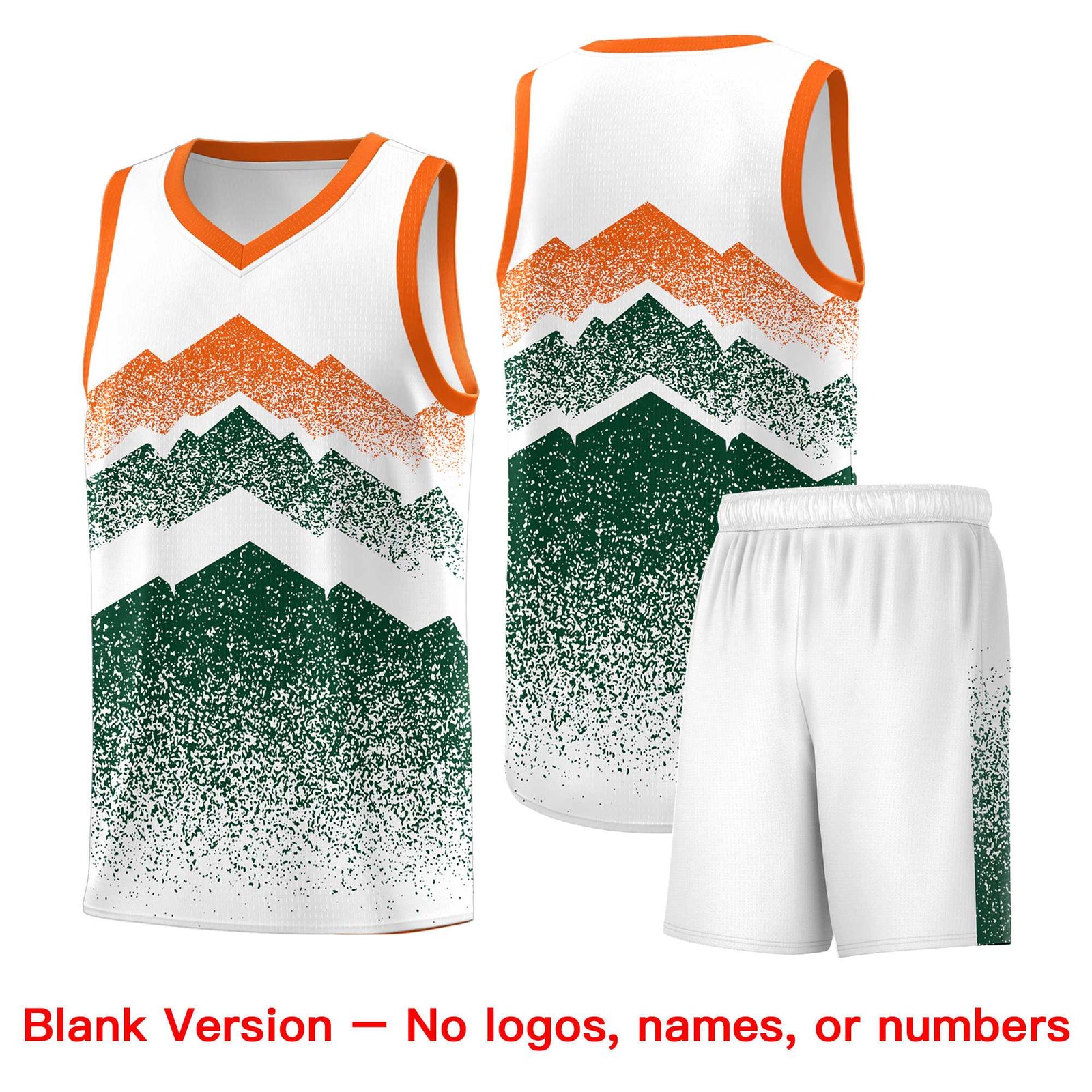Custom Youth Basketball Jerseys White Green Gradient Mountain Design Uniforms