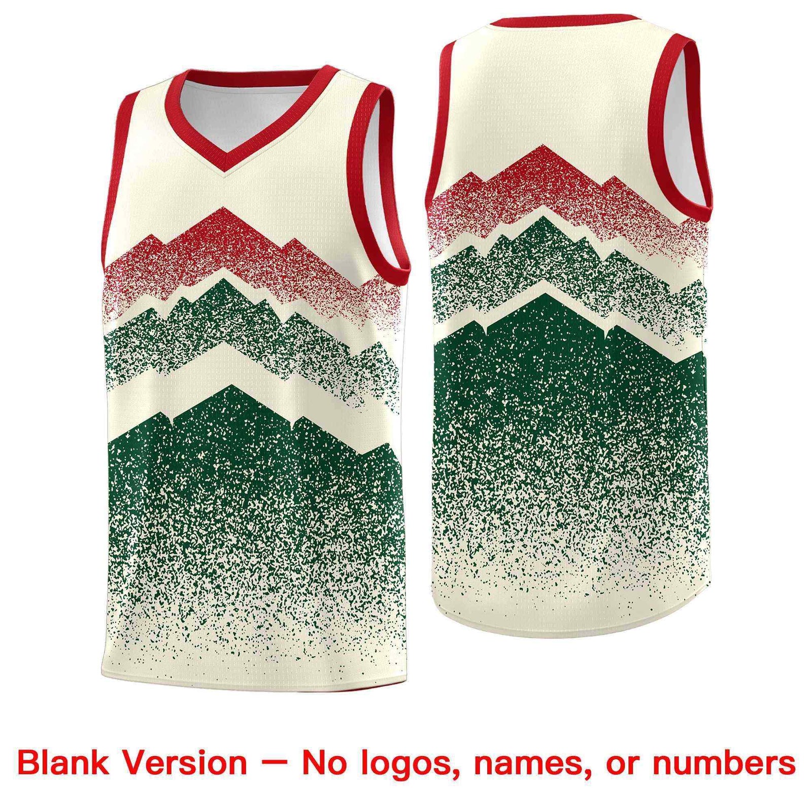 Personalized Youth Basketball Jerseys   Cream Green Gradient Mountain Design Uniforms