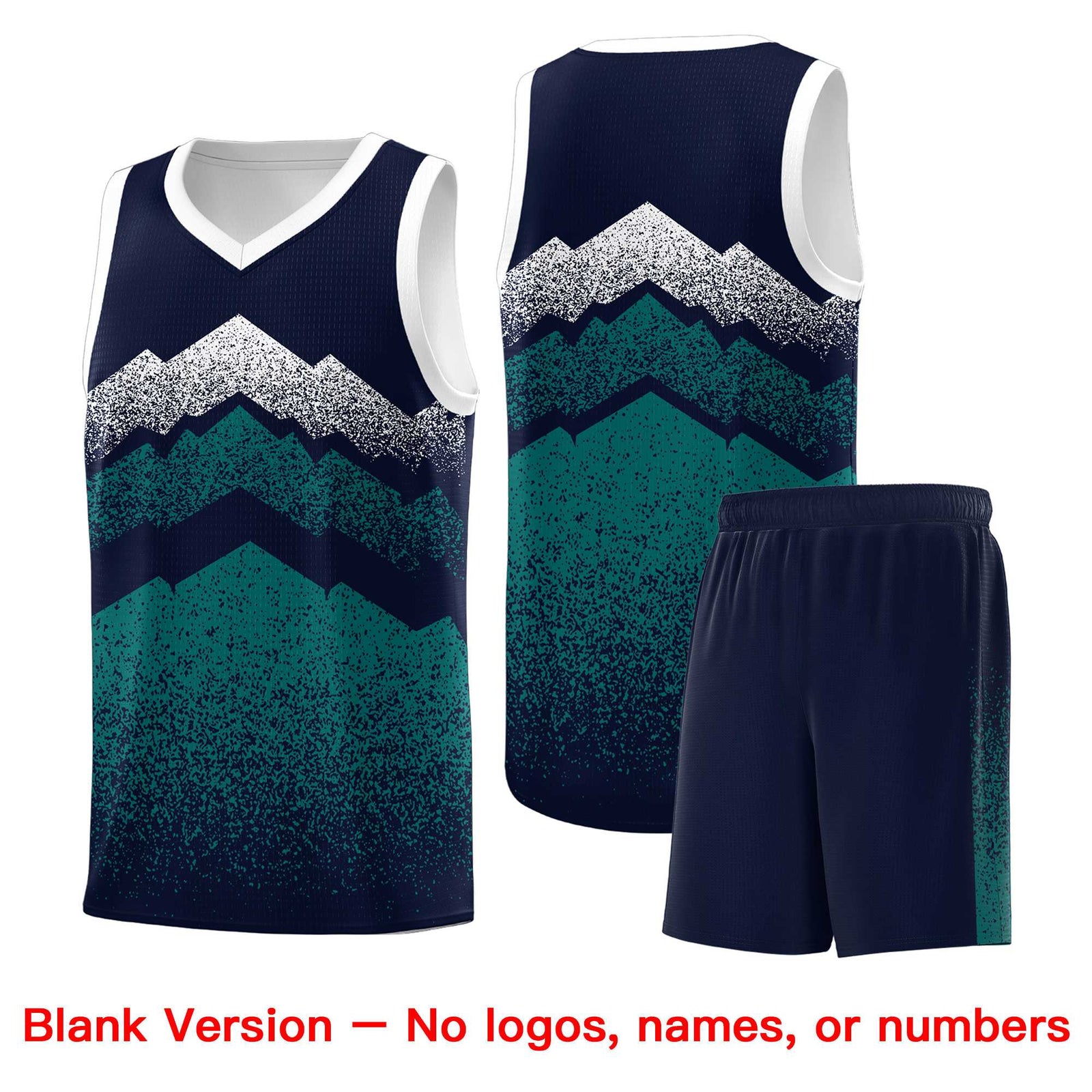 Custom Youth Basketball Jerseys Navy Teal Gradient Mountain Design Uniforms