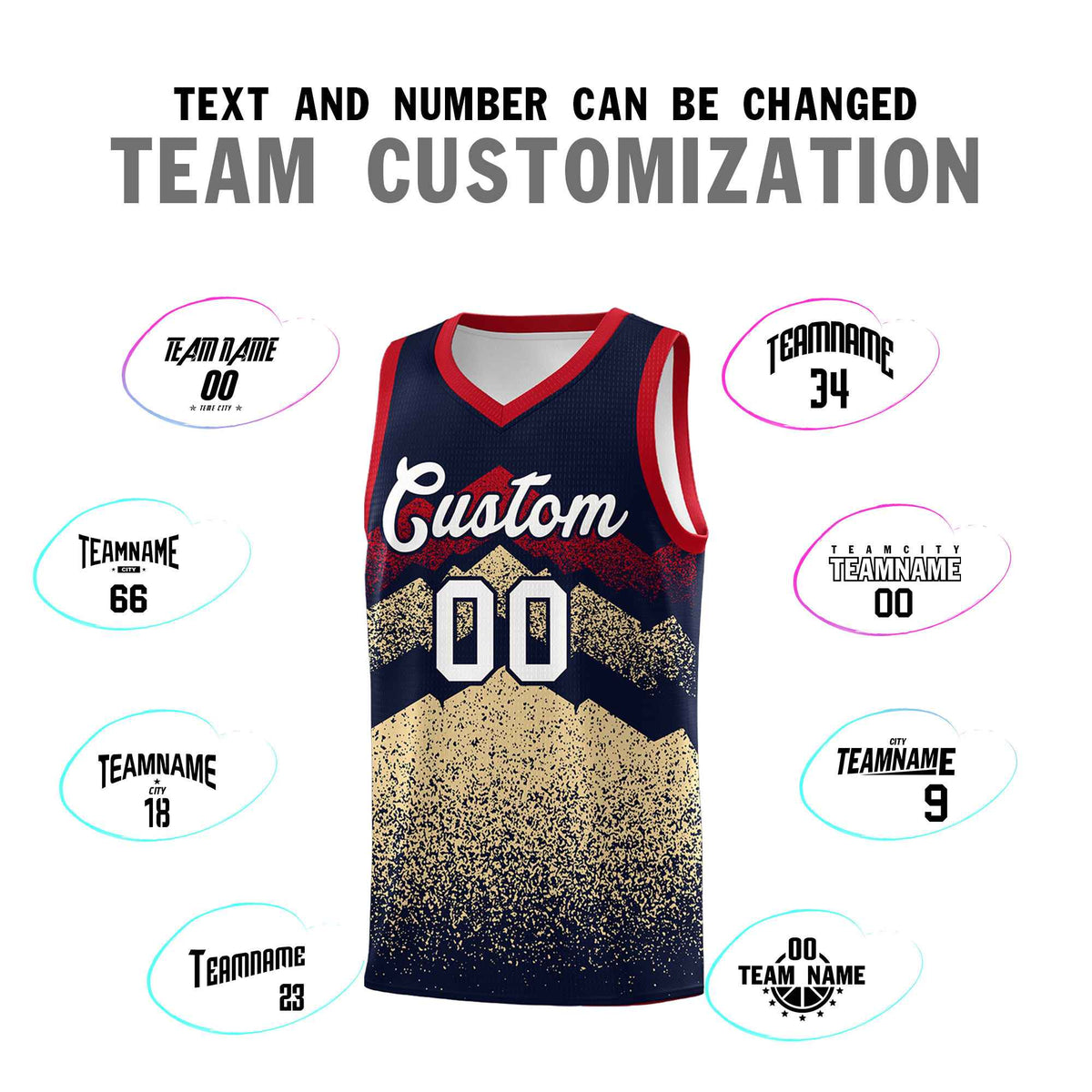 Personalized Youth Basketball Jerseys   Navy Khaki Gradient Mountain Design Uniforms