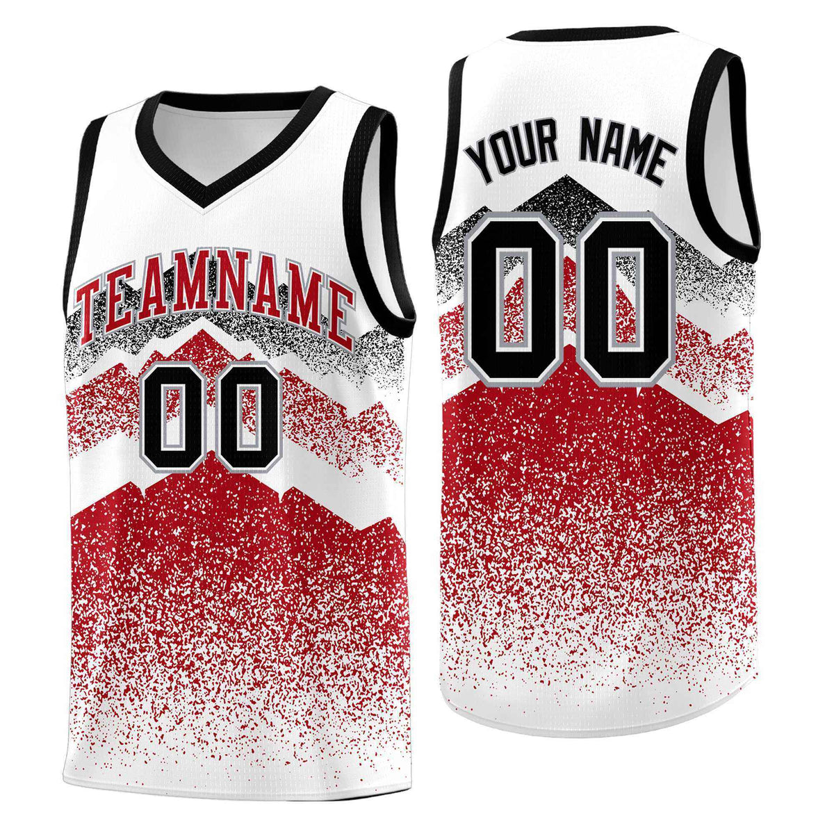 Personalized Youth Basketball Jerseys   White Red Gradient Mountain Design Uniforms