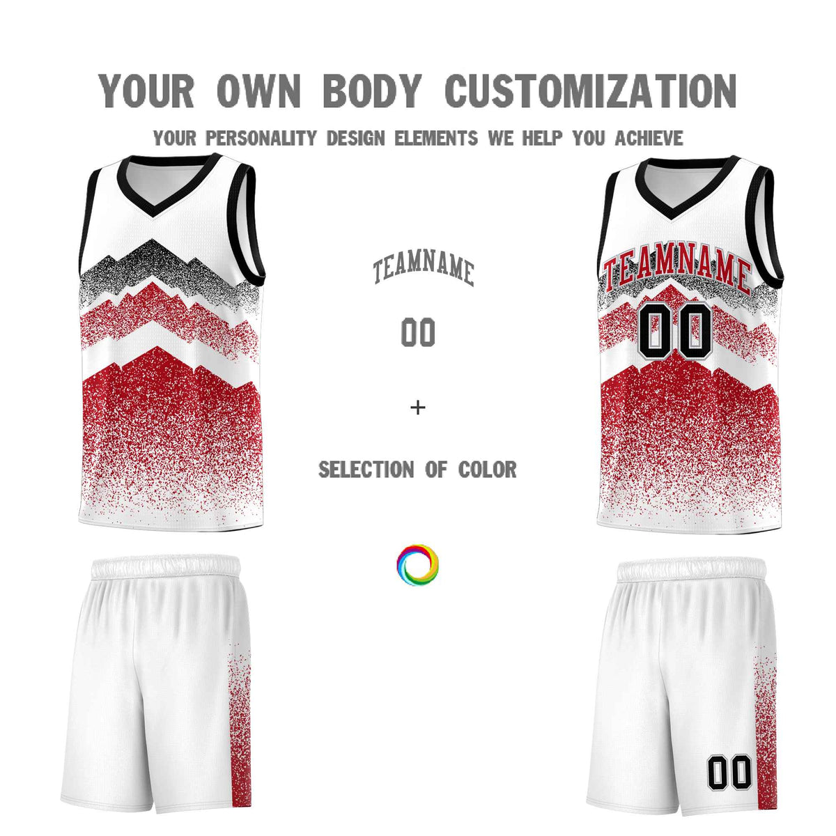 Personalized Youth Basketball Jerseys   White Red Gradient Mountain Design Uniforms