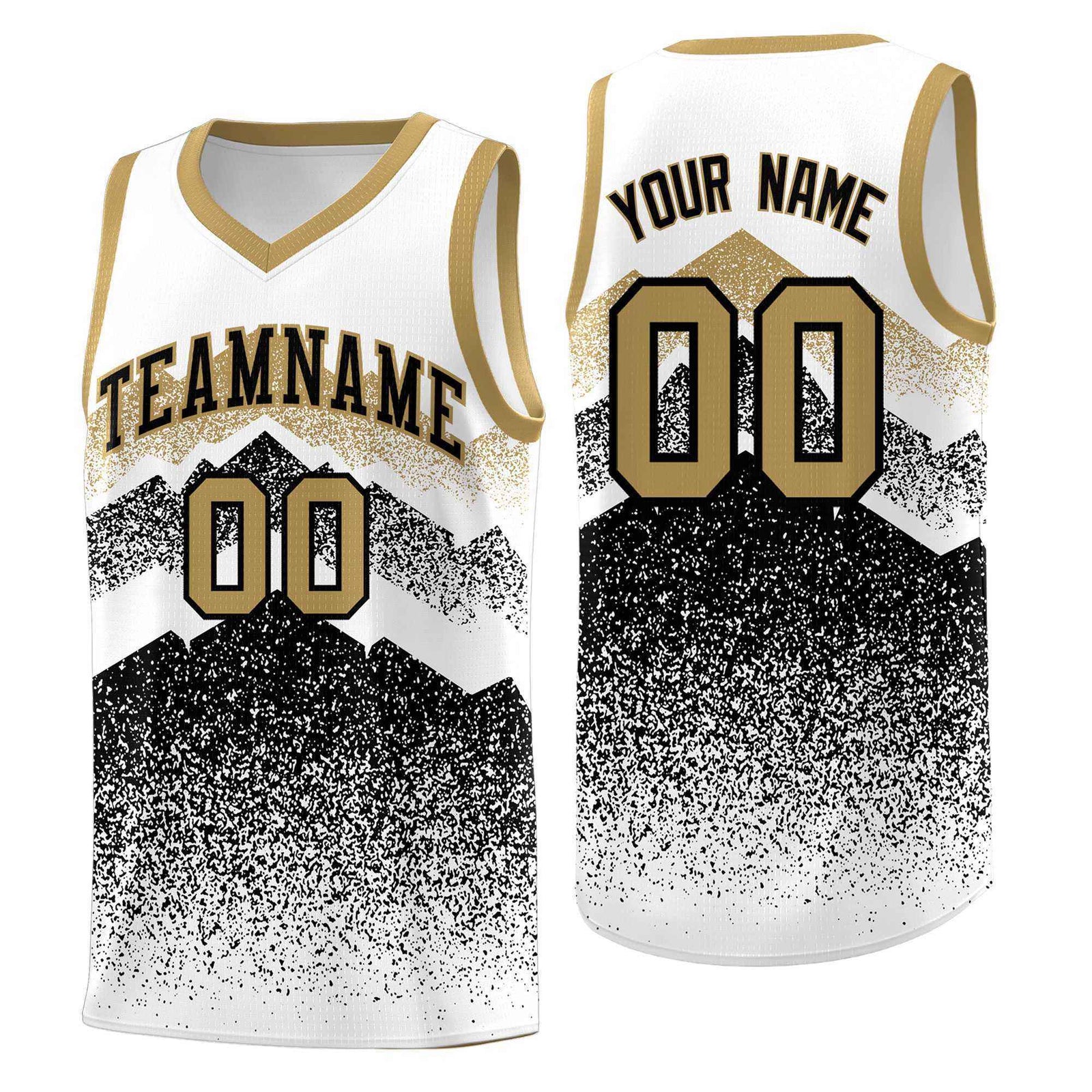 Custom Youth Basketball Jerseys White Black Gradient Mountain Design Uniforms