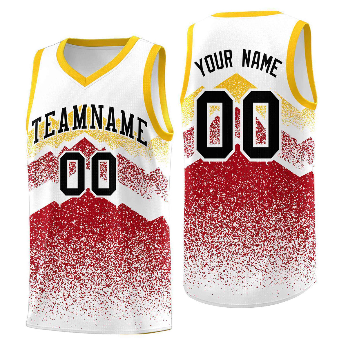 Custom Youth Basketball Jerseys White Red Gradient Mountain Design Uniforms