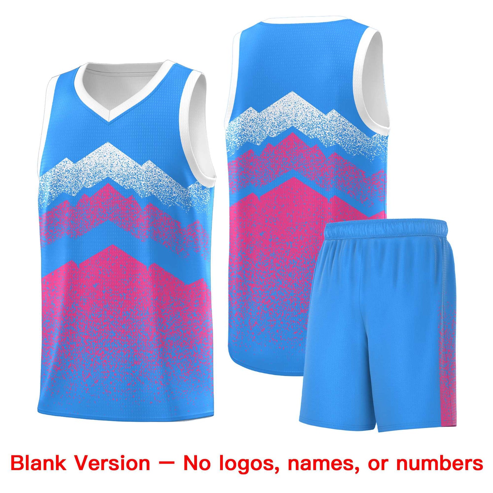 Custom Youth Basketball Jerseys Powder Blue Pink Gradient Mountain Design Uniforms