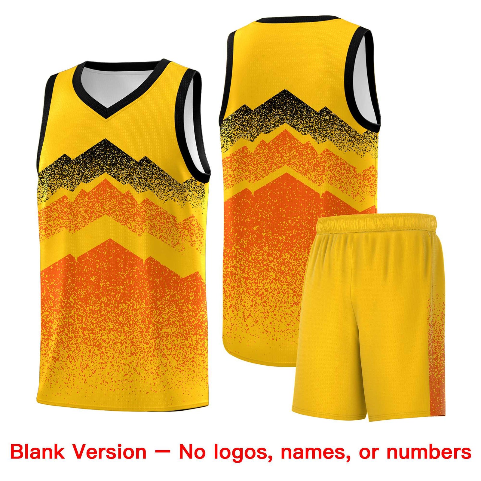 Personalized Youth Basketball Jerseys   Yellow Orange Gradient Mountain Design Uniforms