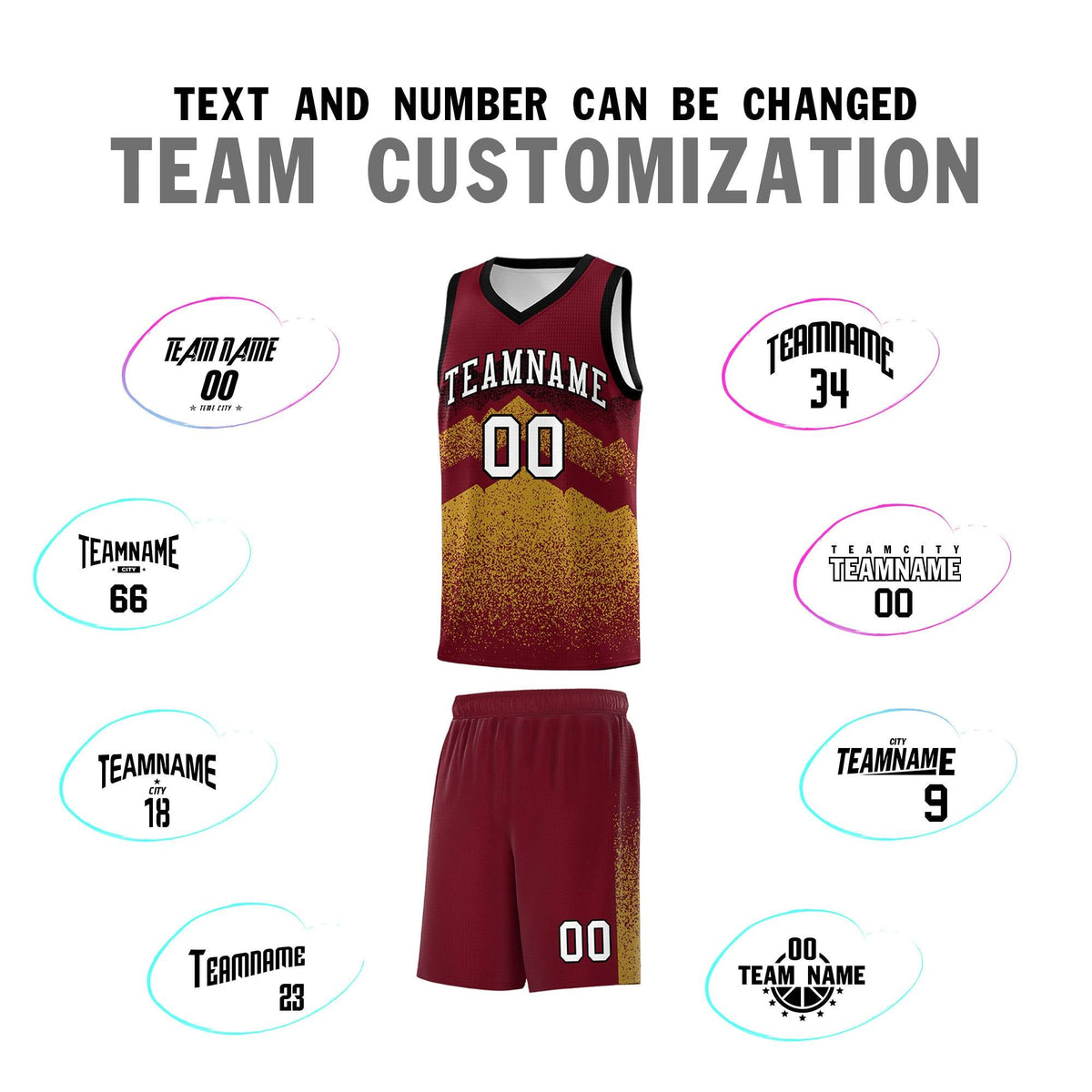 Personalized Youth Basketball Jerseys   Crimson Old Gold Gradient Mountain Design Uniforms