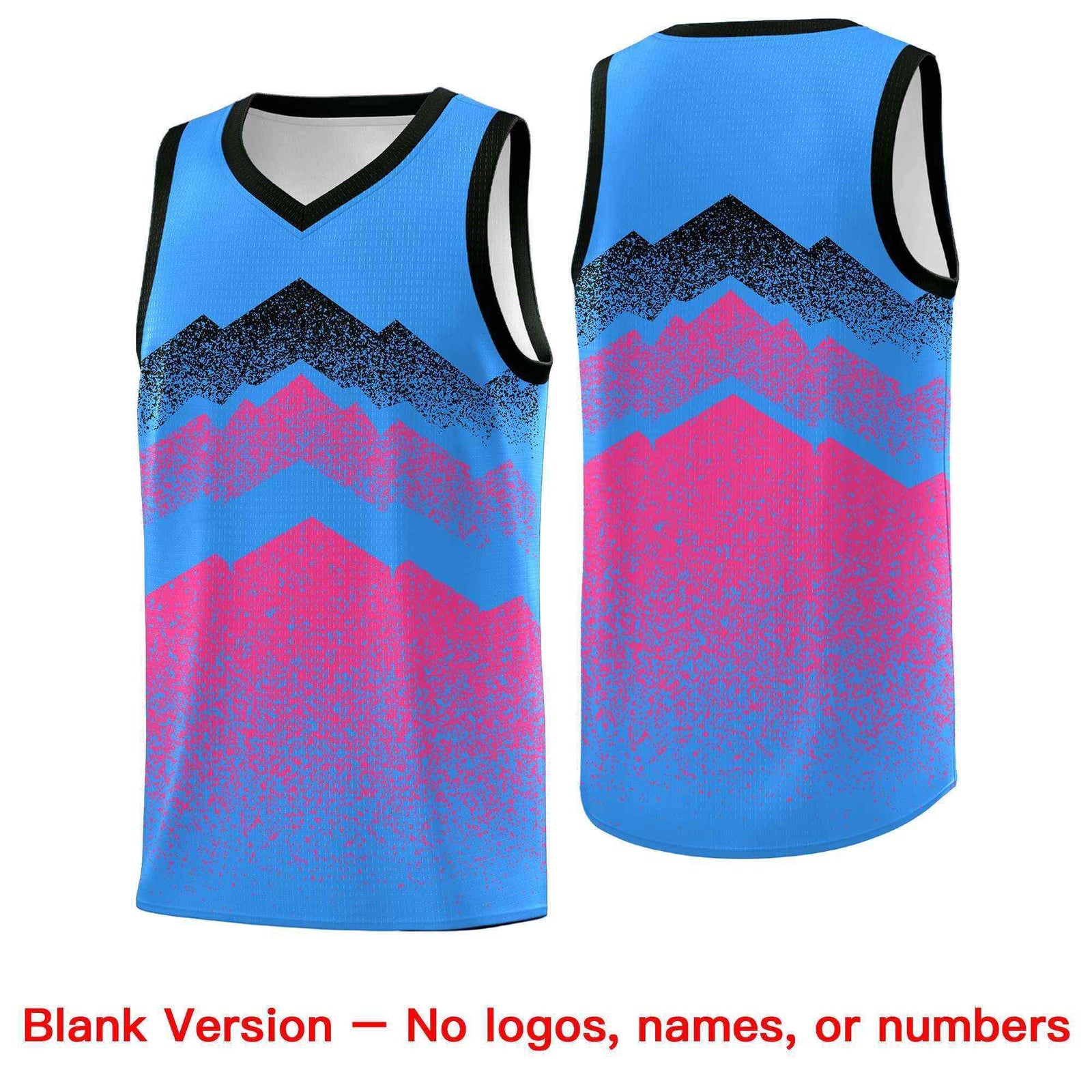 Custom Youth Basketball Jerseys Powder Blue Pink Gradient Mountain Design Uniforms