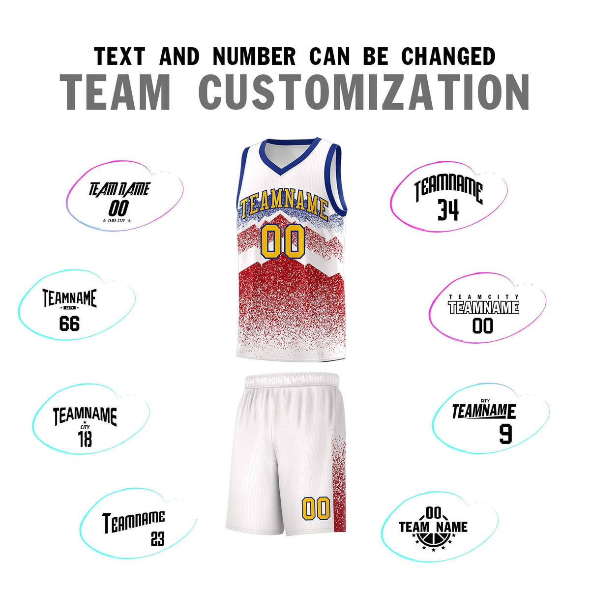 Custom Youth Basketball Jerseys White Red Gradient Mountain Design Uniforms
