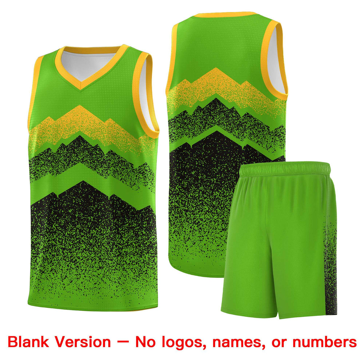 Custom Youth Basketball Jerseys Green Black Gradient Mountain Design Uniforms