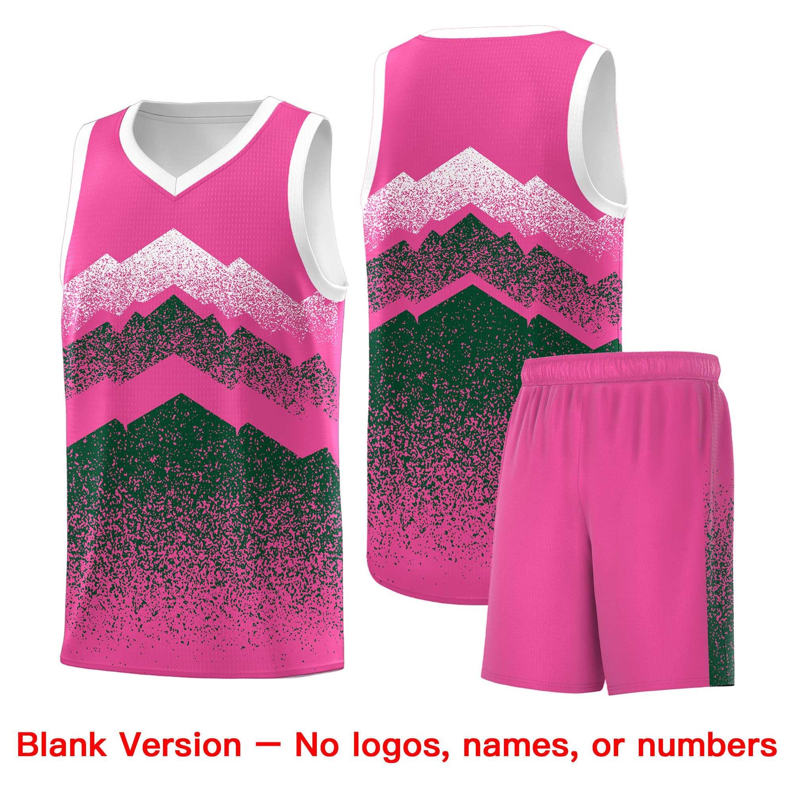 Personalized Youth Basketball Jerseys   Pink Green Gradient Mountain Design Uniforms