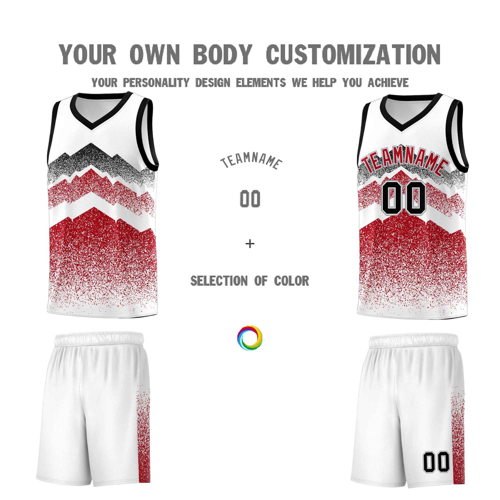 Personalized Youth Basketball Jerseys   White Red Gradient Mountain Design Uniforms