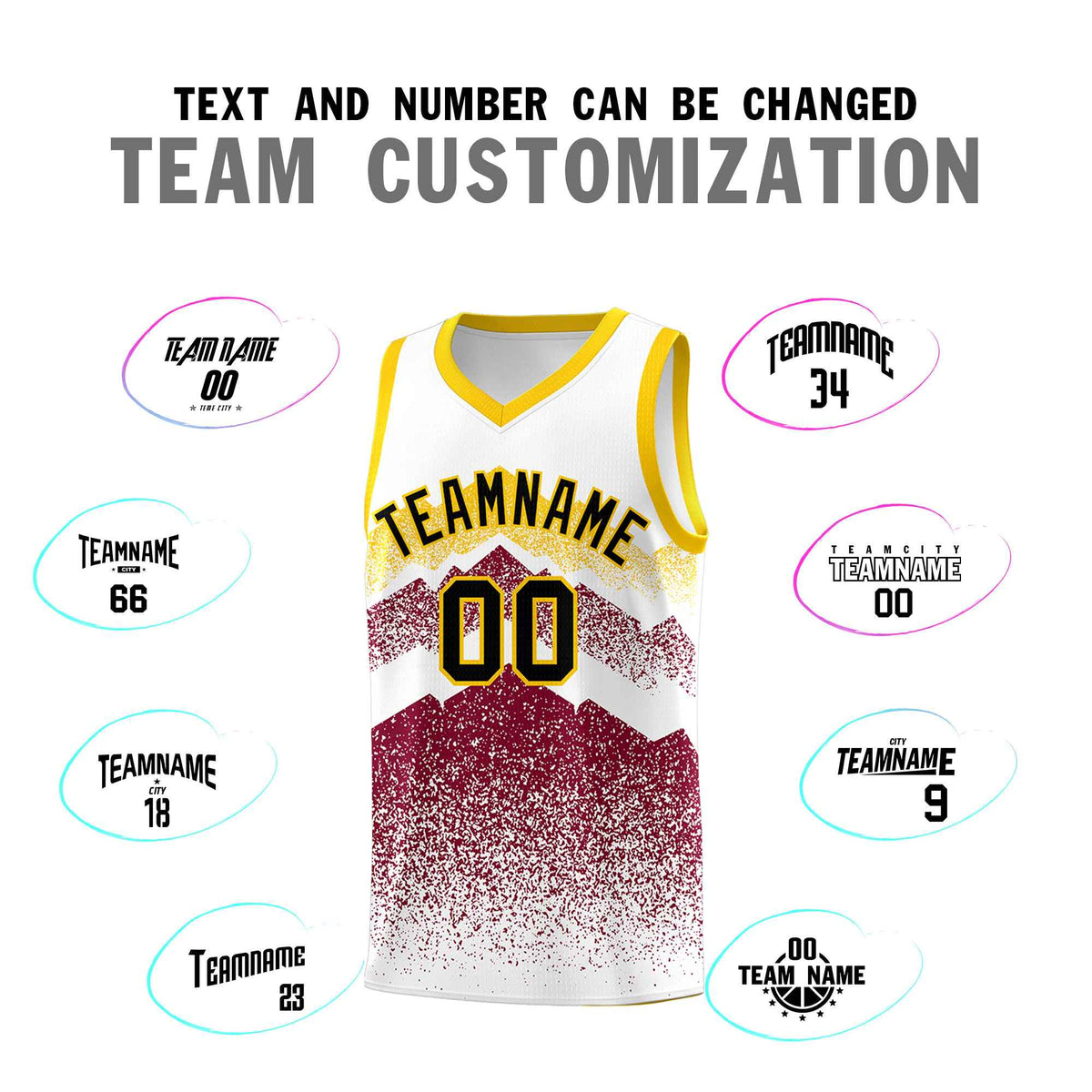 Personalized Youth Basketball Jerseys   White Crimson Gradient Mountain Design Uniforms