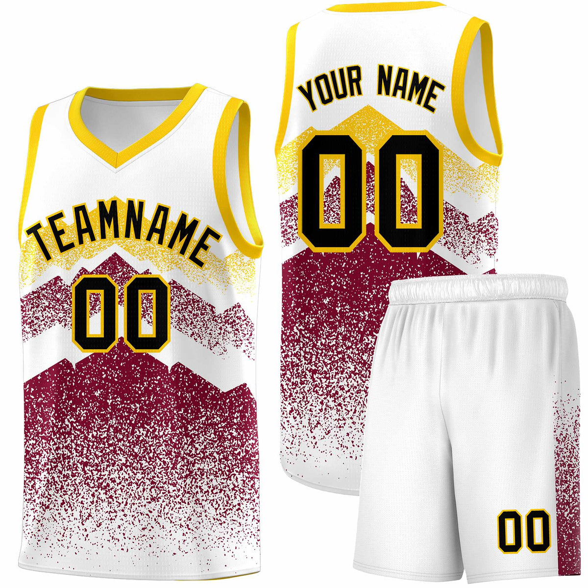 Personalized Youth Basketball Jerseys   White Crimson Gradient Mountain Design Uniforms