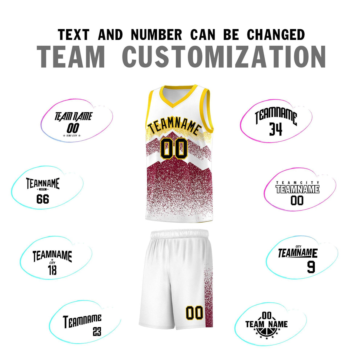 Personalized Youth Basketball Jerseys   White Crimson Gradient Mountain Design Uniforms